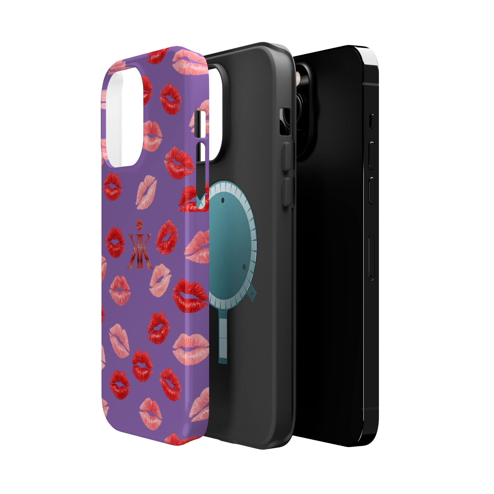 Psyche Collection Light Purple - Kiss Pattern Magnetic Impact Phone Case