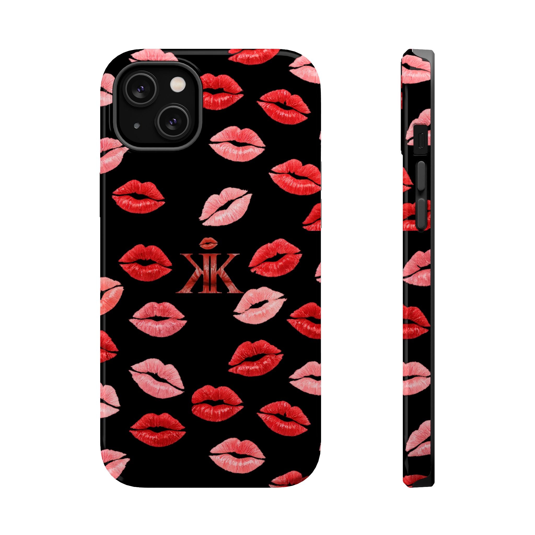 Psyche Collection BLACK - Kiss Pattern Magnetic Impact Phone Case