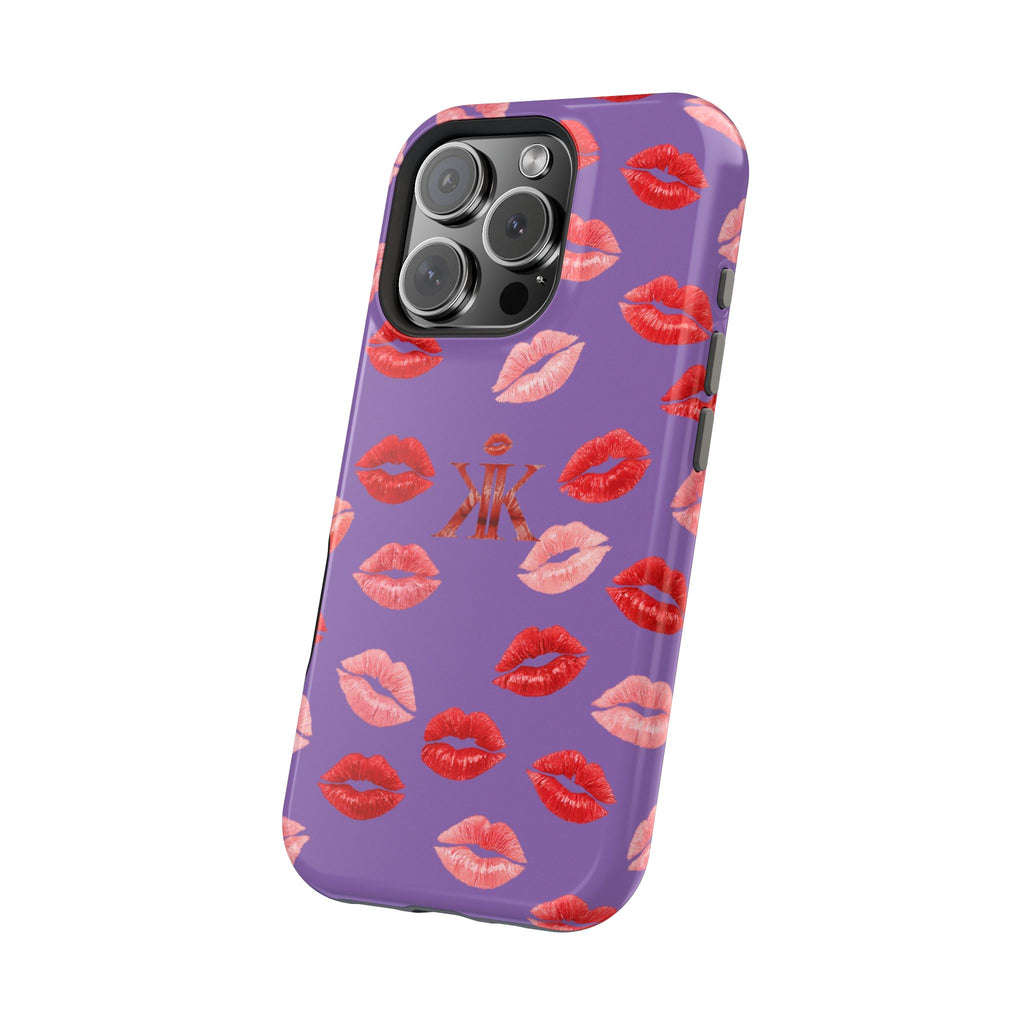 Psyche Collection Light Purple - Kiss Pattern Magnetic Impact Phone Case