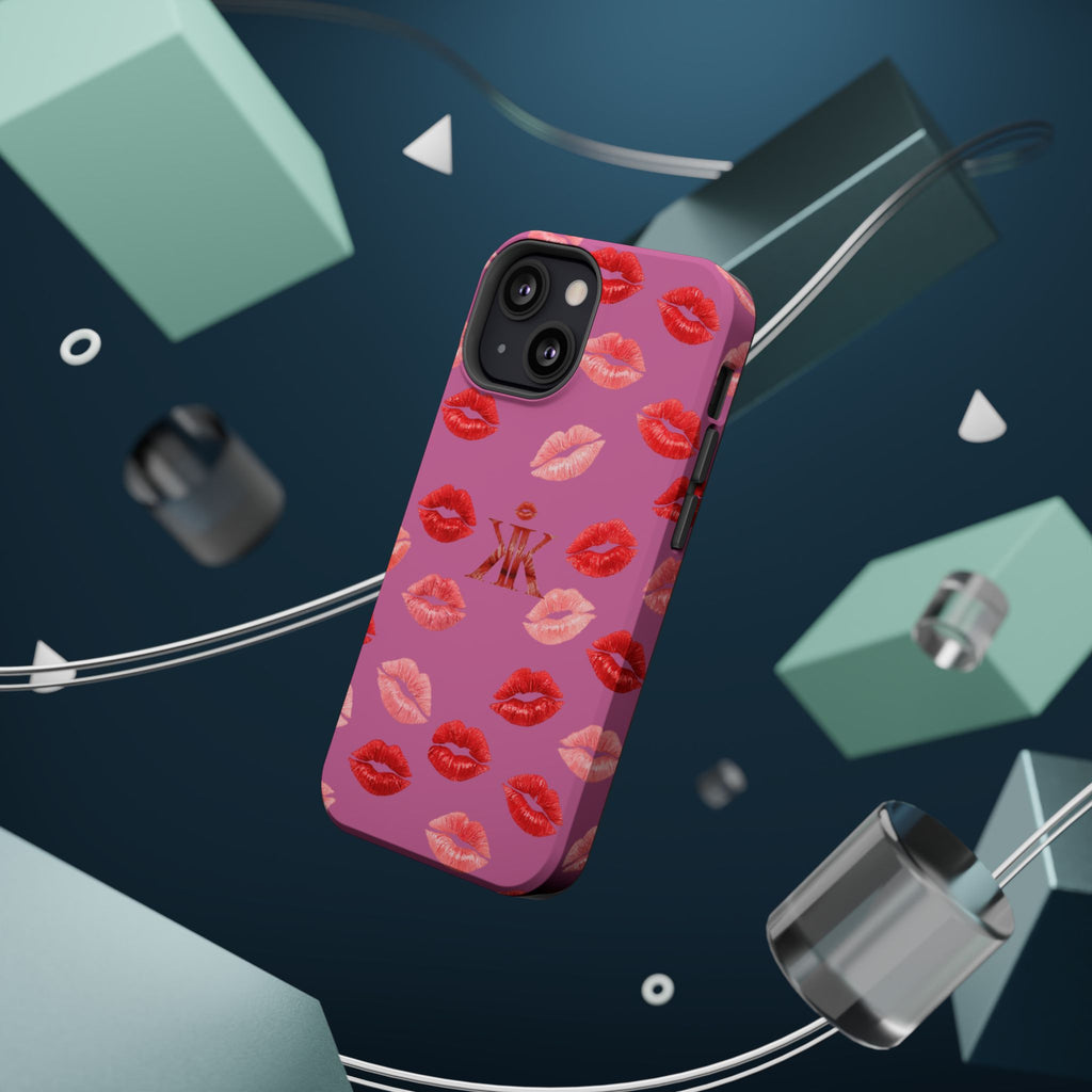 Psyche Collection Light Pink - Kiss Pattern Magnetic Impact Phone Case