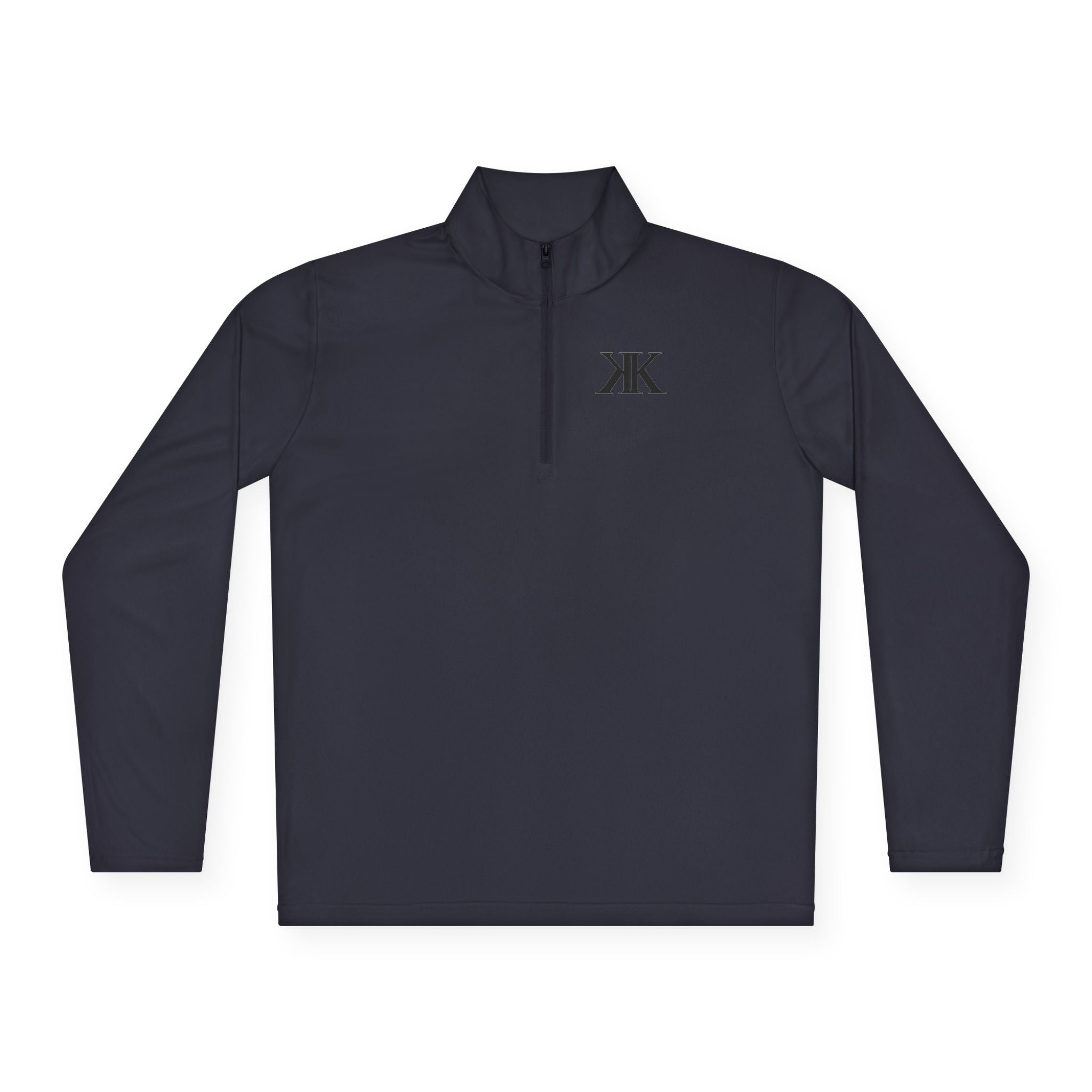 Quarter-Zip Pullover — Minimal Black KK Logo Athletic Pullover