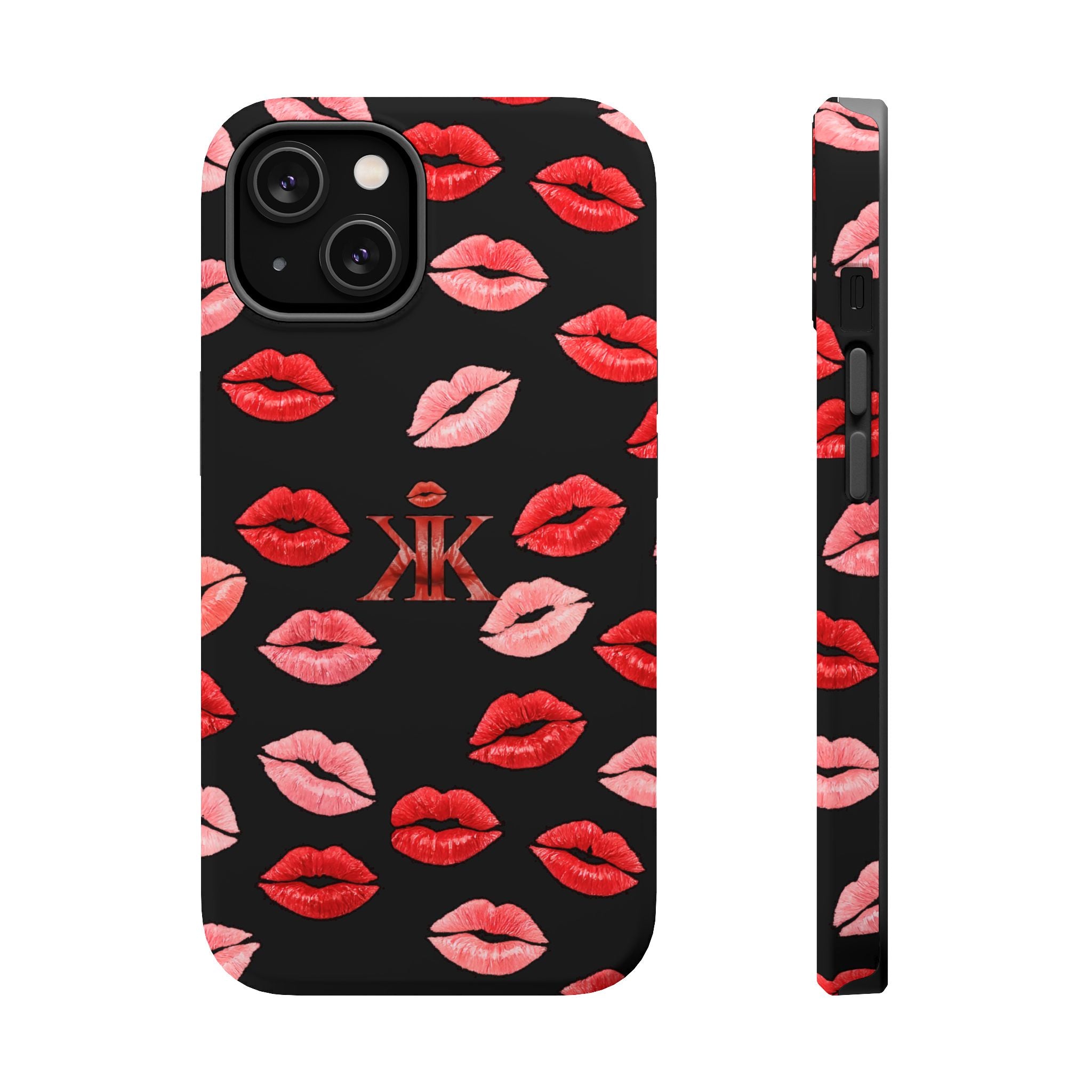 Psyche Collection BLACK - Kiss Pattern Magnetic Impact Phone Case