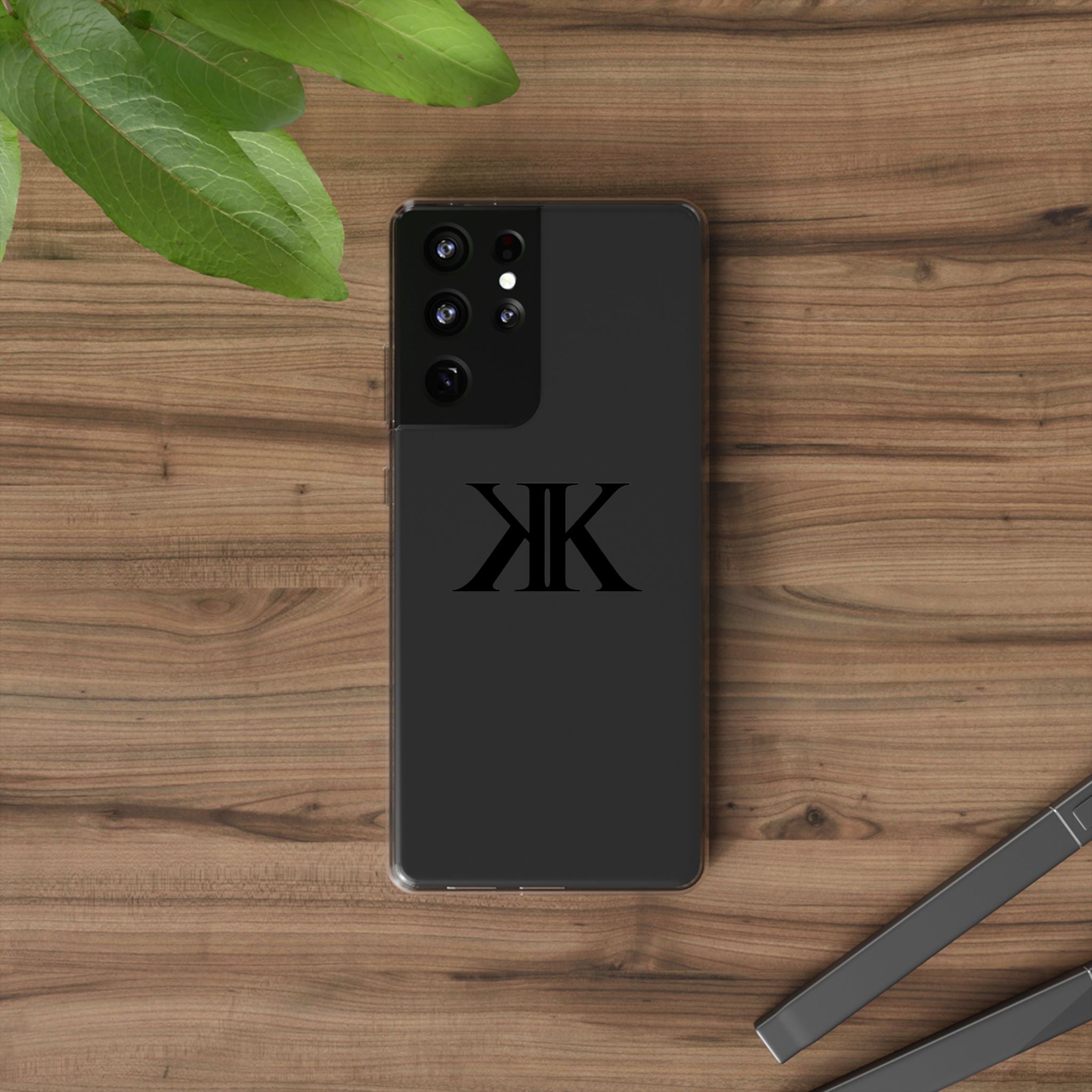 Kairos Kosmos Clear Phone Case — Minimal Black KK Monogram