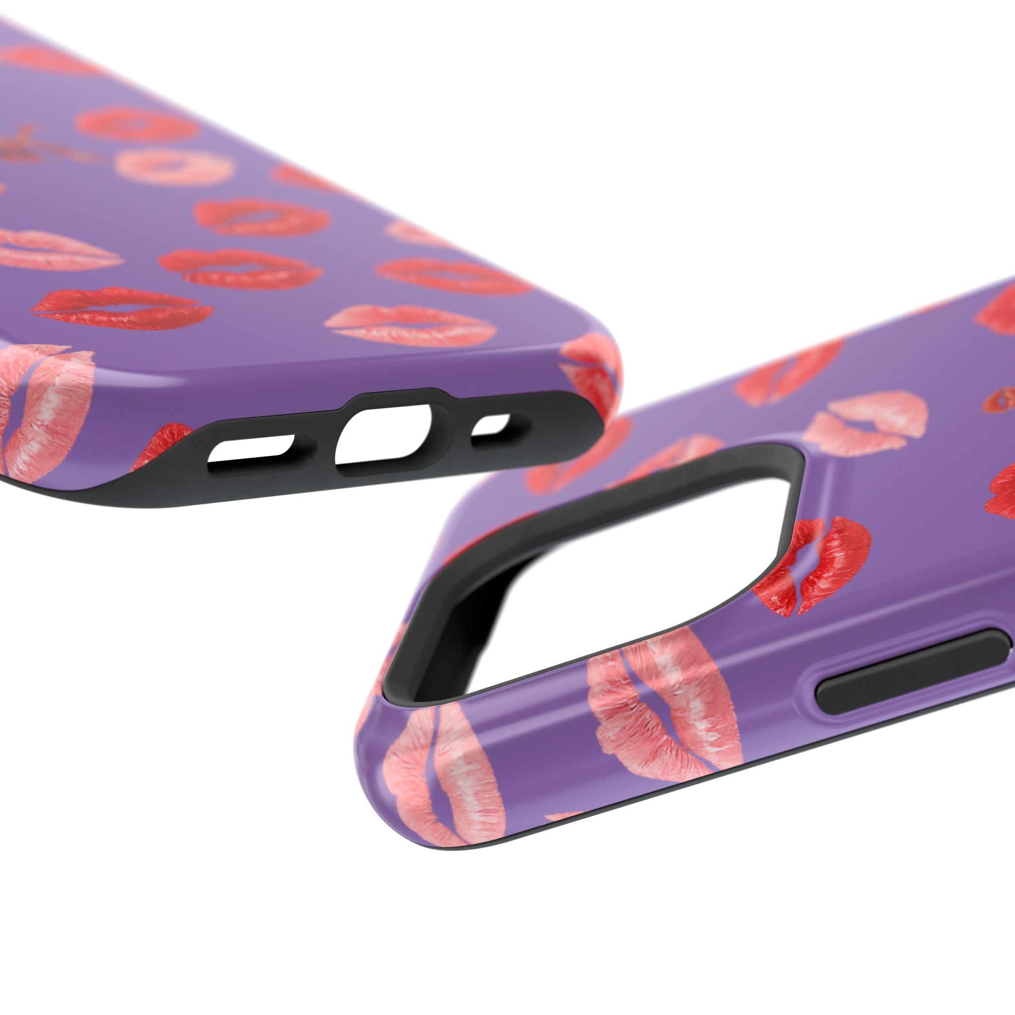 Psyche Collection Light Purple - Kiss Pattern Magnetic Impact Phone Case