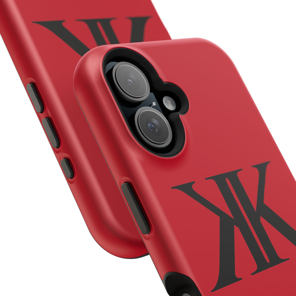 Magnetic Impact-Resistant RED Case with Bold KK Monogram