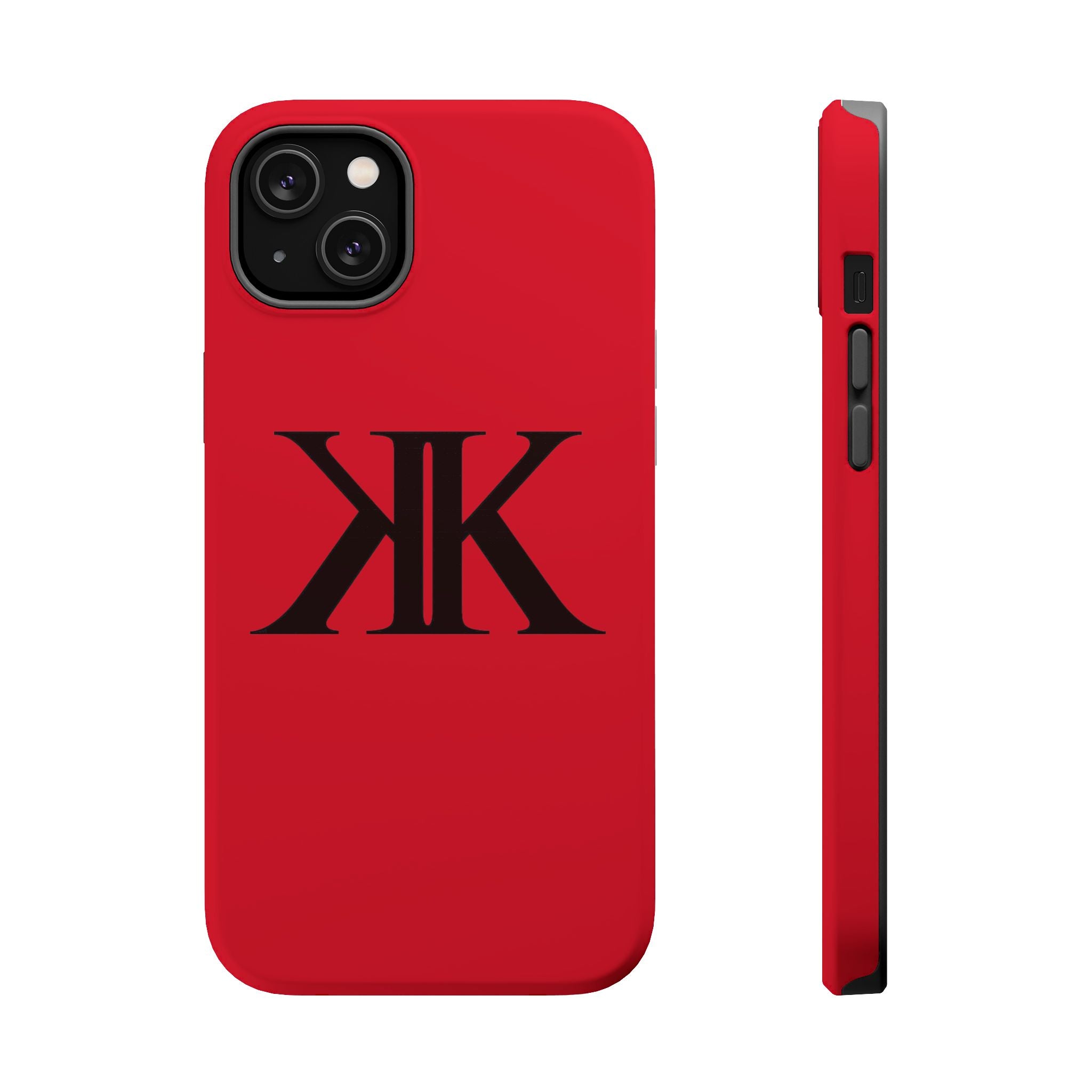 Magnetic Impact-Resistant RED Case with Bold KK Monogram