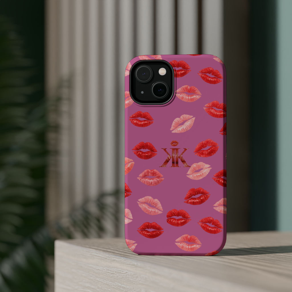 Psyche Collection Light Pink - Kiss Pattern Magnetic Impact Phone Case