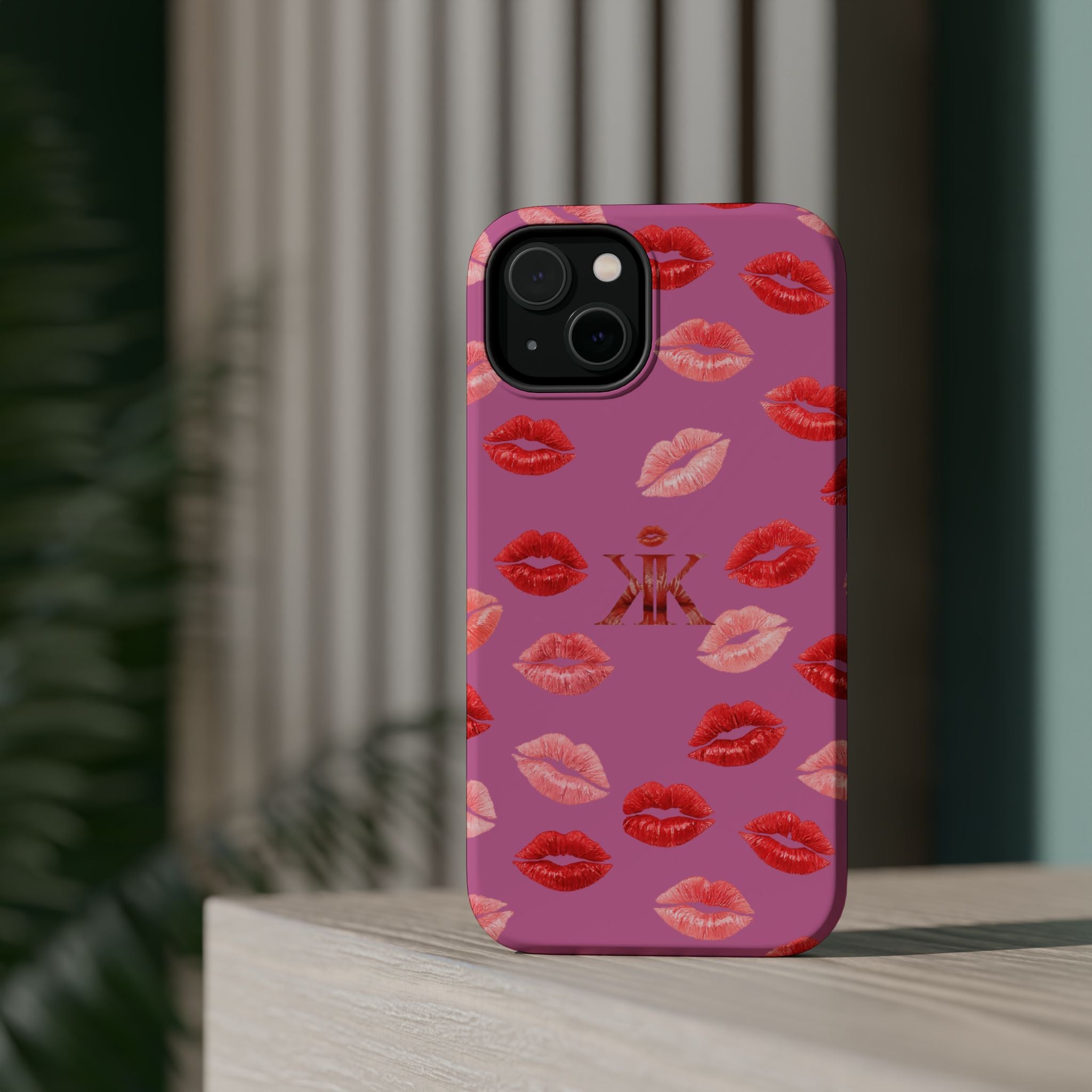 Psyche Collection Light Pink - Kiss Pattern Magnetic Impact Phone Case