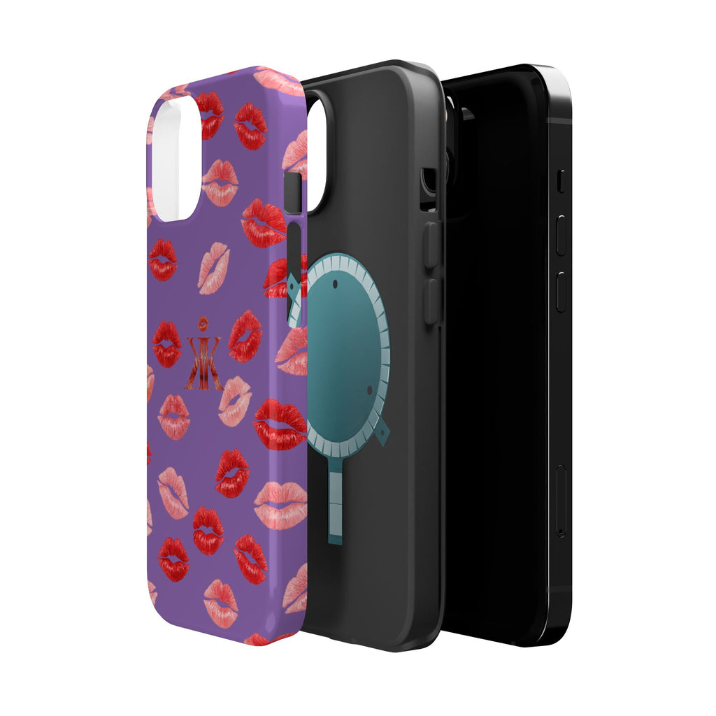 Psyche Collection Light Purple - Kiss Pattern Magnetic Impact Phone Case