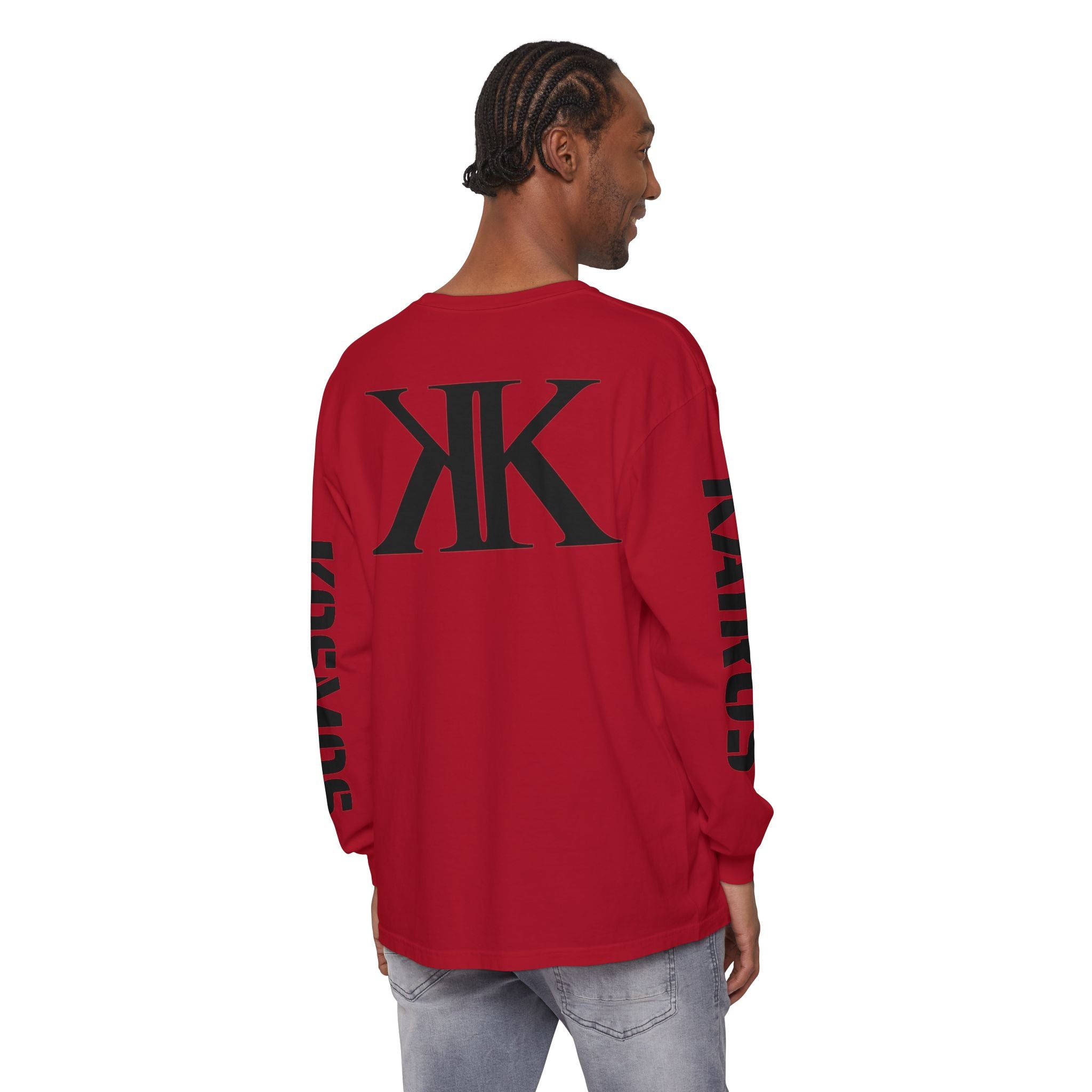 KOSMOS Monogram Uni-Sex Long Sleeve Tee — Bold Black Logo Sleeve Shirt