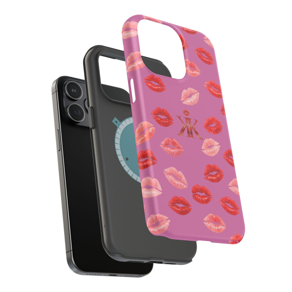 Psyche Collection Light Pink - Kiss Pattern Magnetic Impact Phone Case