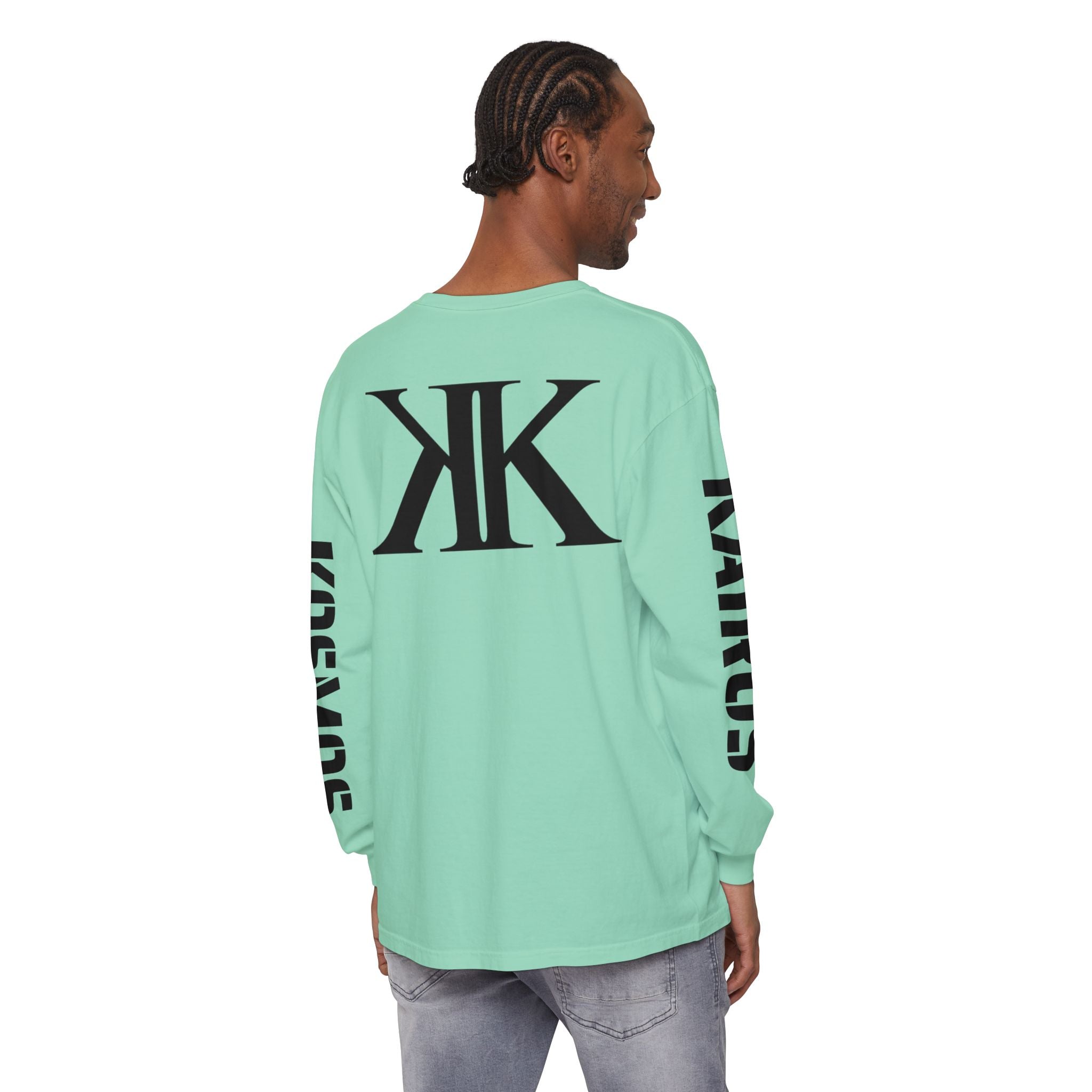 KOSMOS Monogram Uni-Sex Long Sleeve Tee — Bold Black Logo Sleeve Shirt