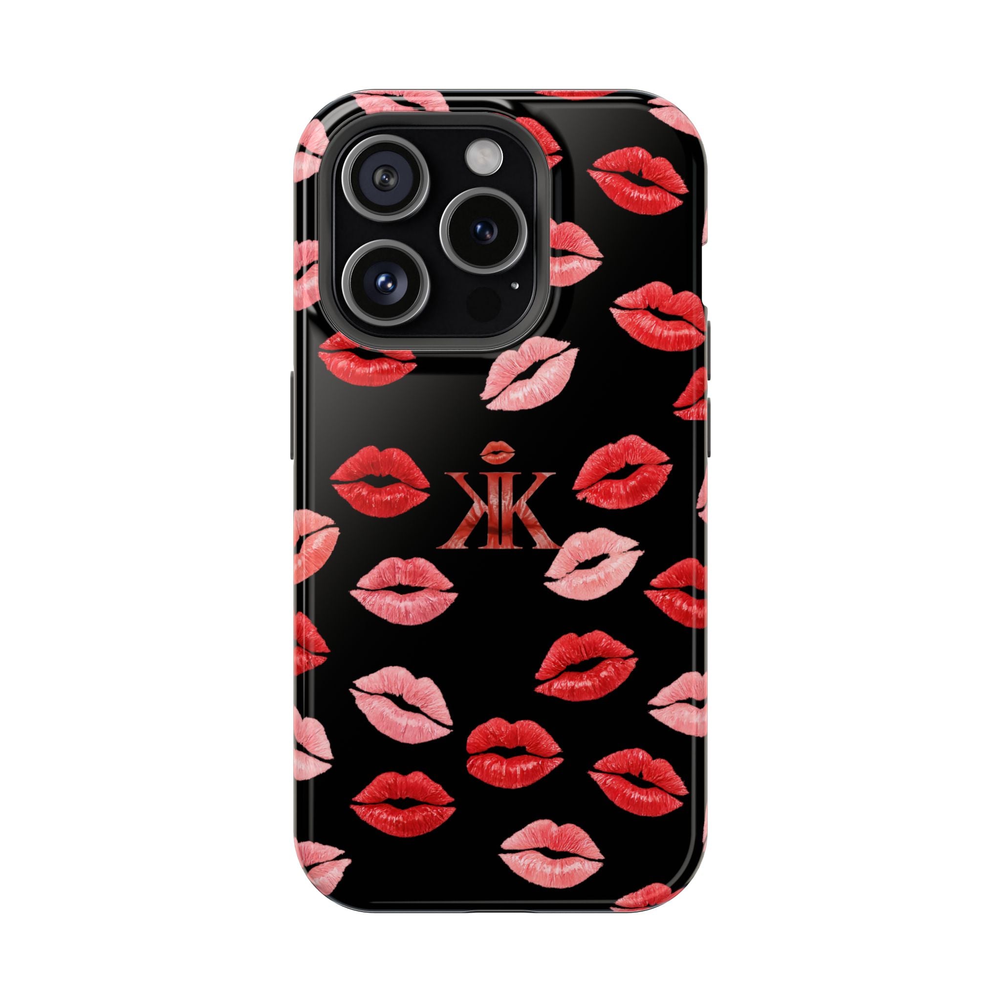 Psyche Collection BLACK - Kiss Pattern Magnetic Impact Phone Case