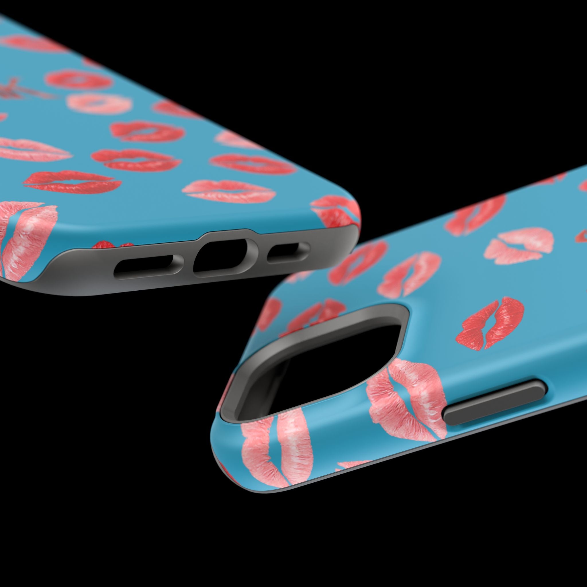 Psyche Collection Turquoise - Kiss Pattern Magnetic Impact Phone Case