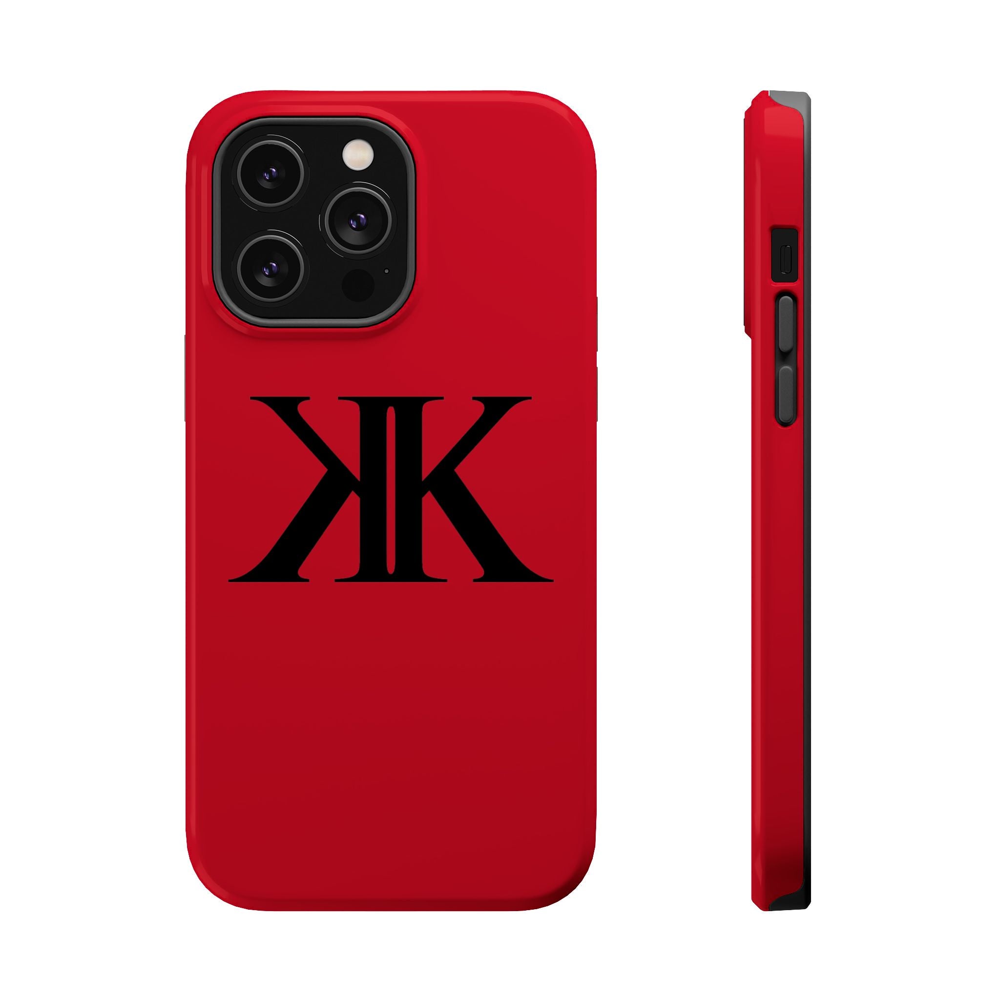 Magnetic Impact-Resistant RED Case with Bold KK Monogram
