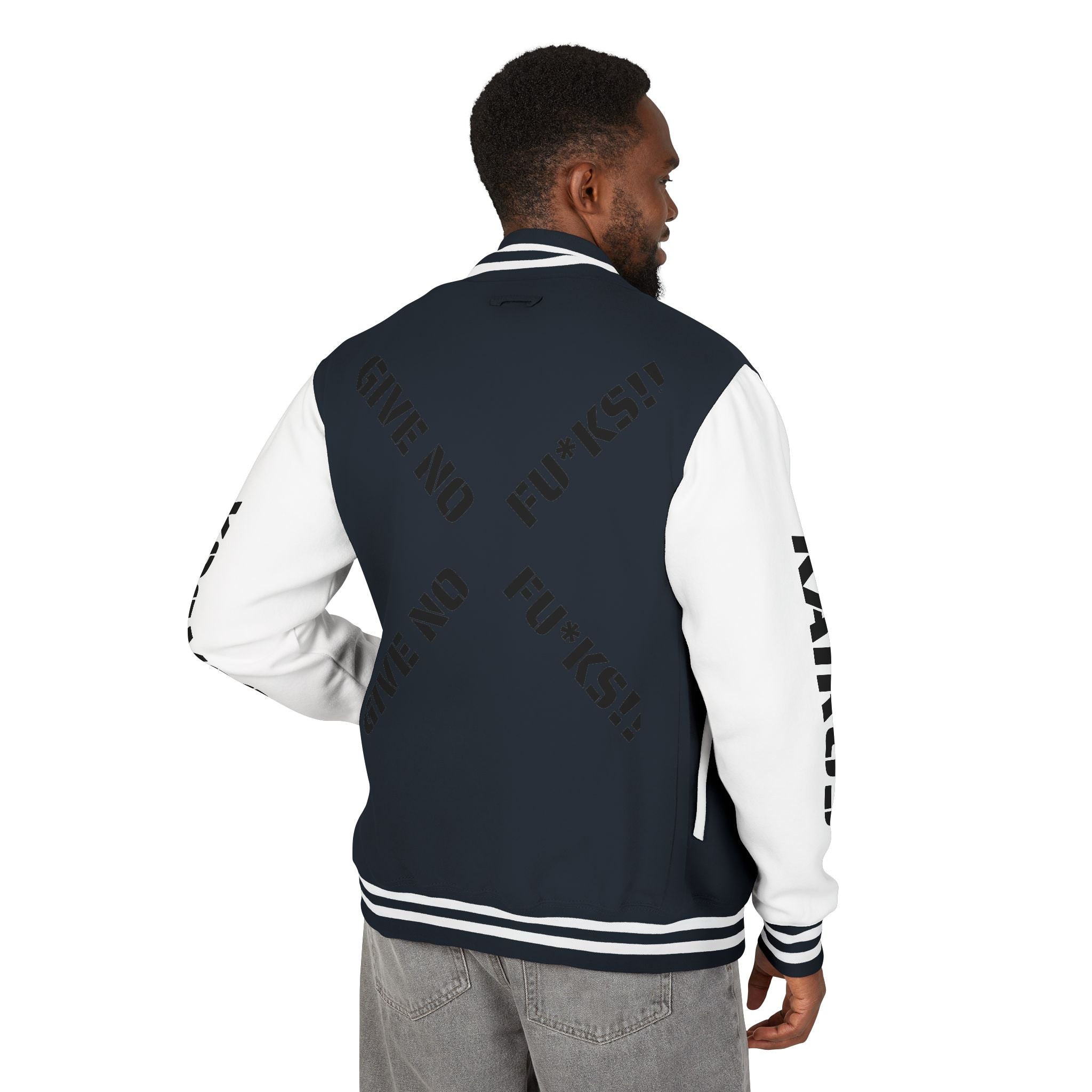 Letterman Jacket — "Give No Fu*ks" Bold Varsity Bomber