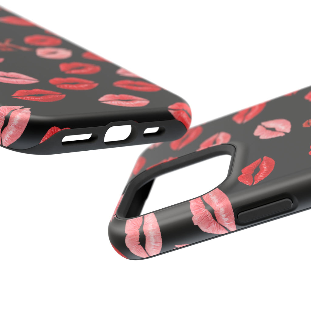 Psyche Collection BLACK - Kiss Pattern Magnetic Impact Phone Case