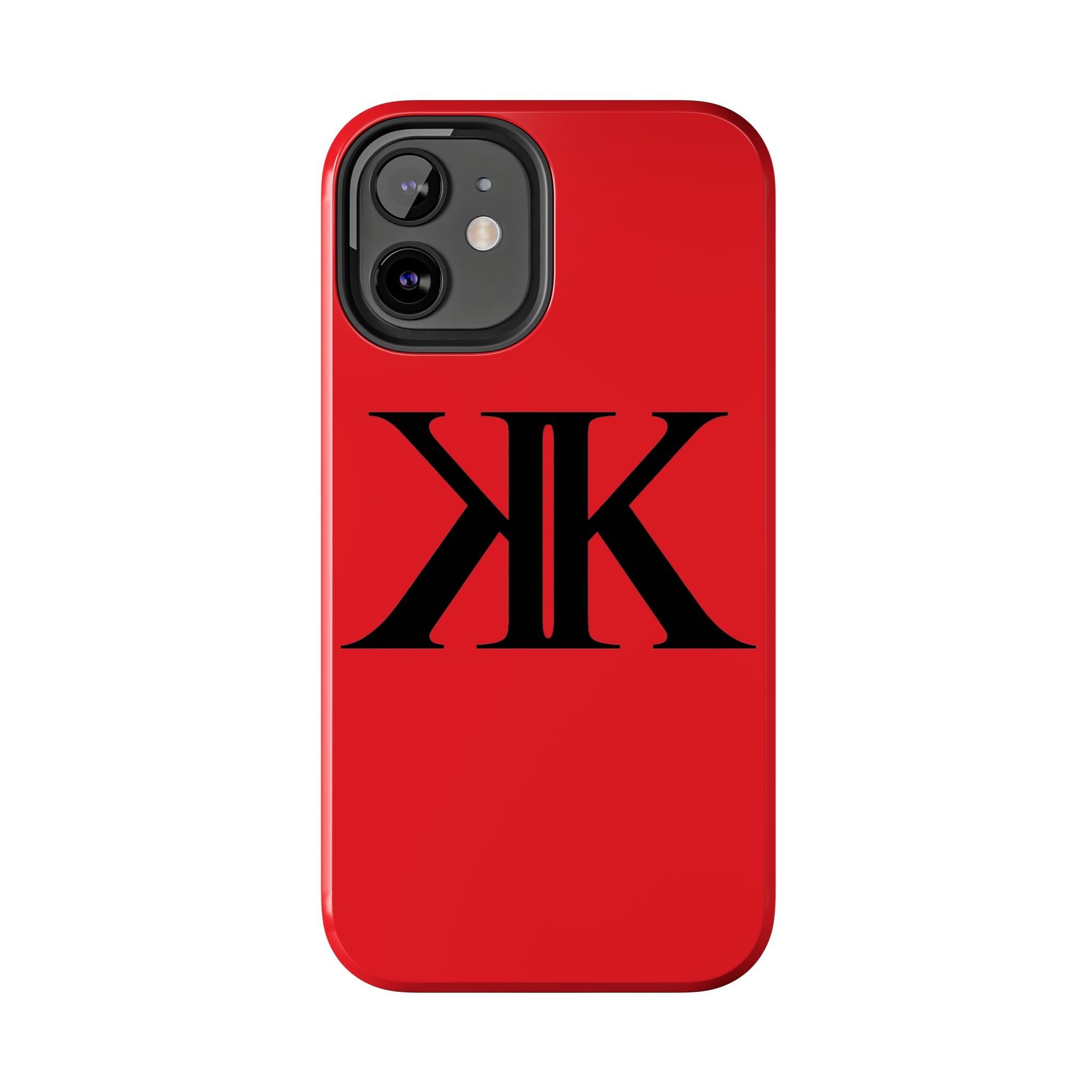 Monogram 'KK' RED Tough Phone Case — Minimal Black Initials Protective Cover