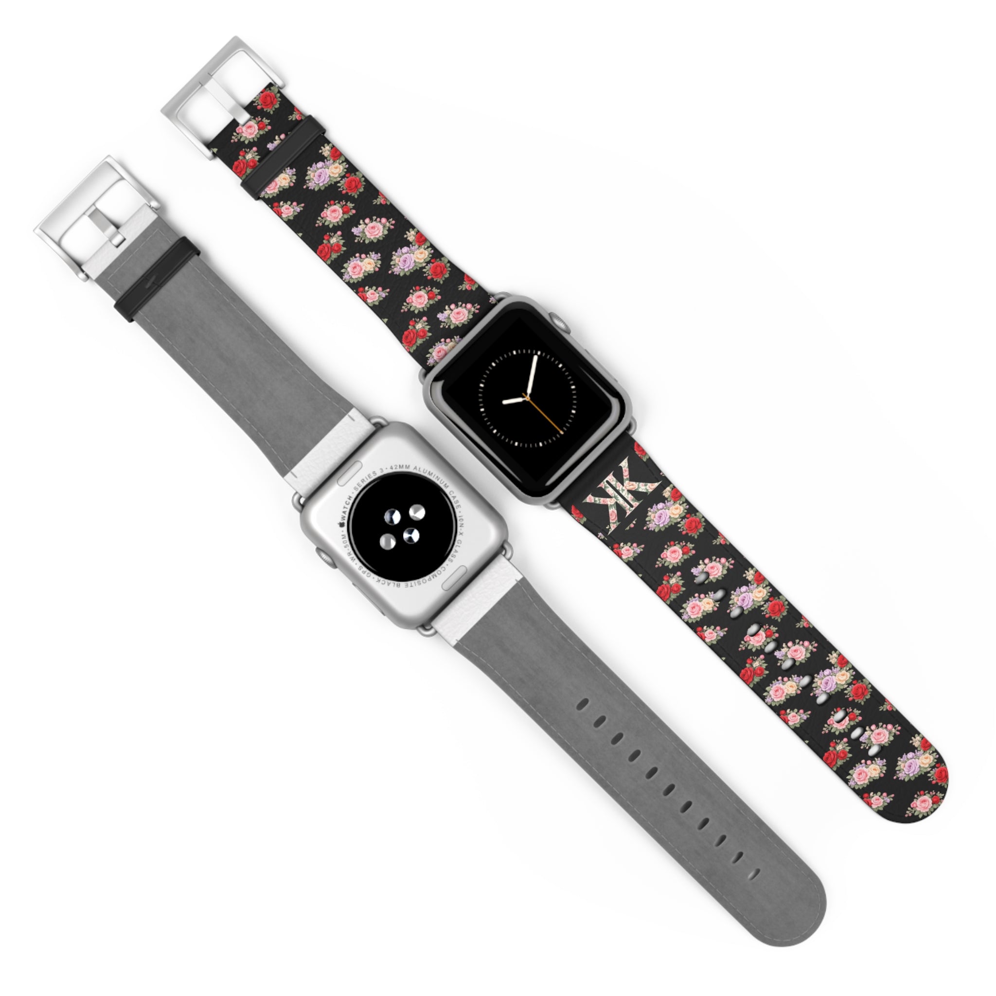Anthos Collection BLACK Floral Vintage Watch Band — Apple Watch Strap