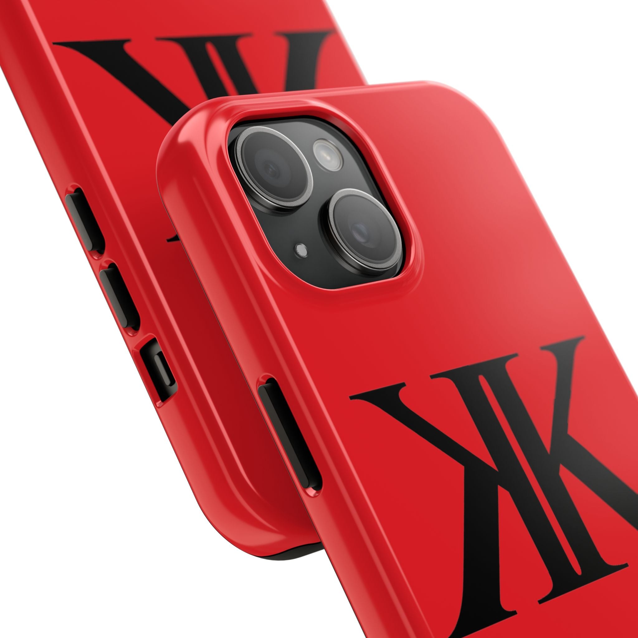Monogram 'KK' RED Tough Phone Case — Minimal Black Initials Protective Cover