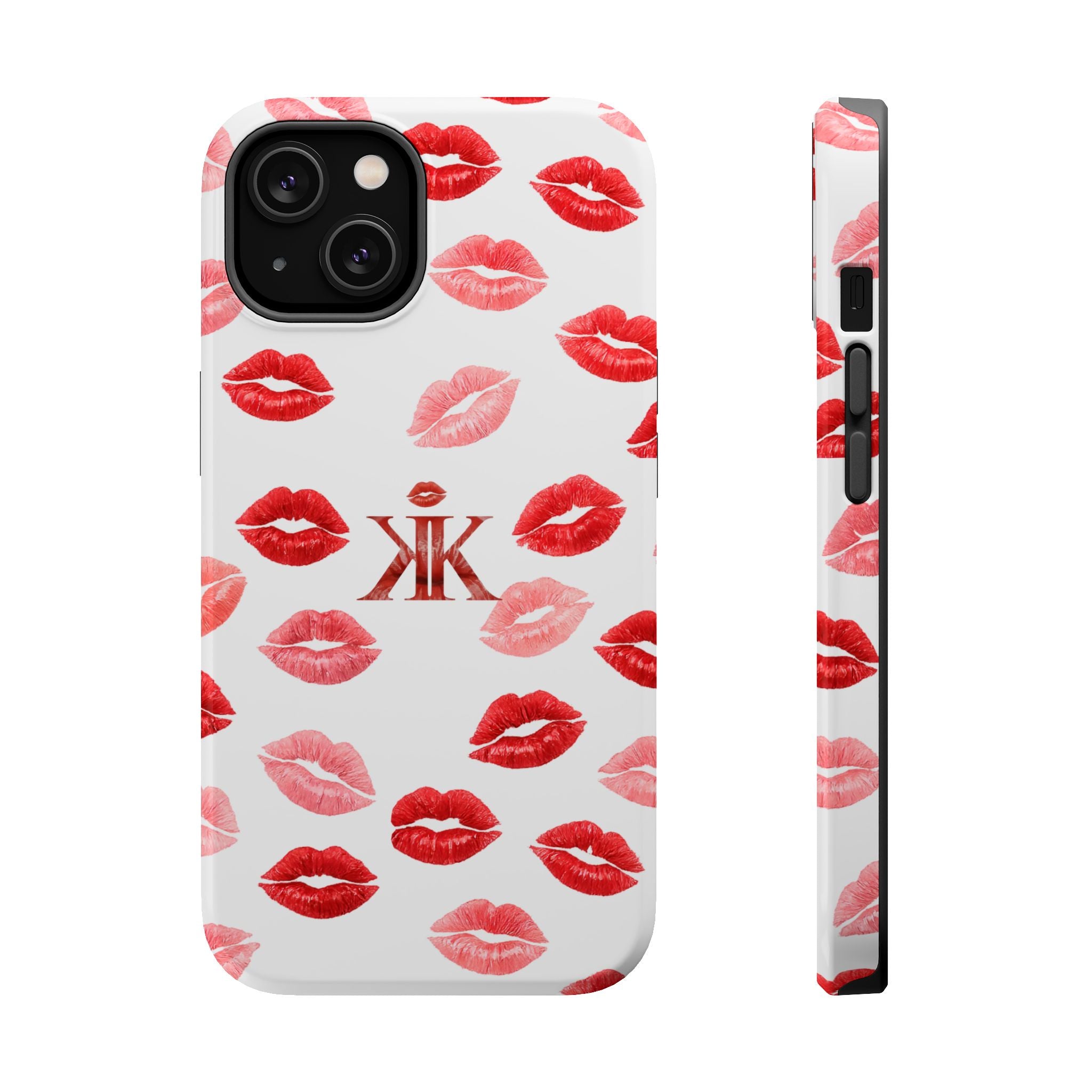 Psyche Collection White - Kiss Pattern Magnetic Impact Phone Case