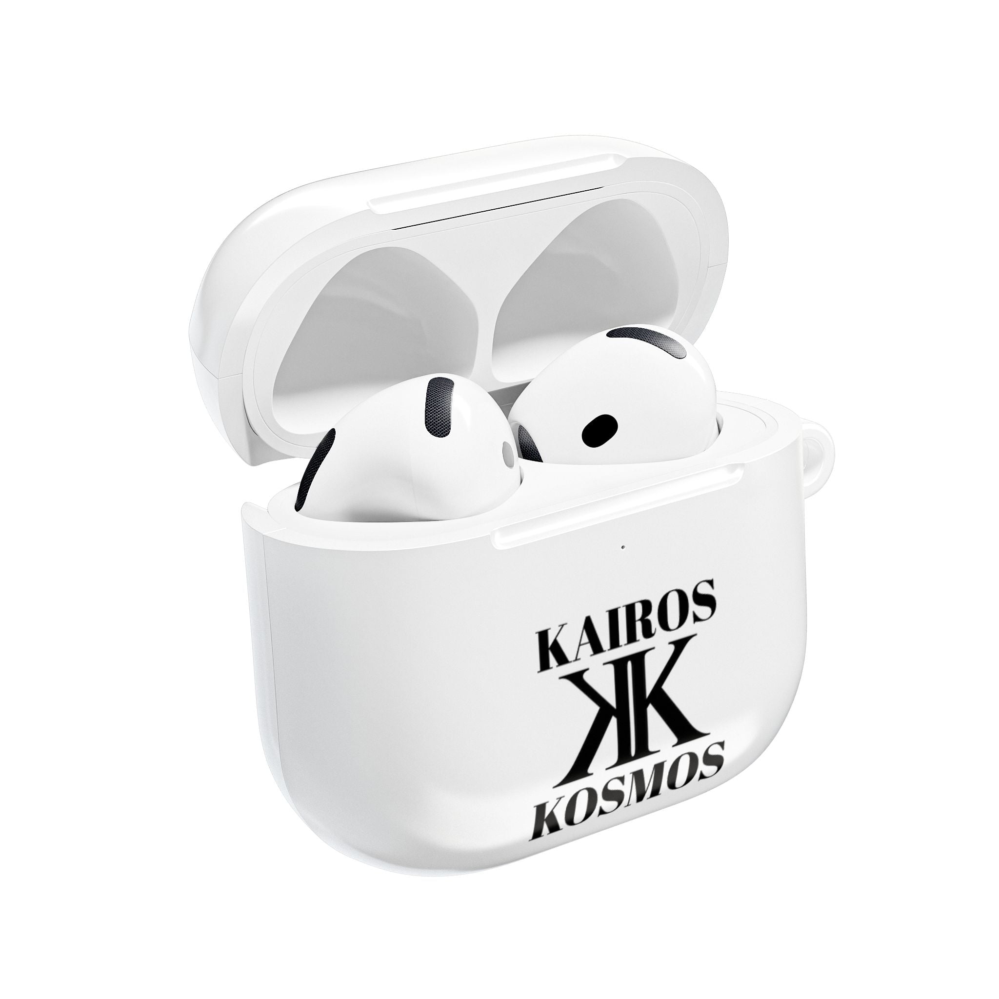 Kairos Kosmos AirPod Case — Minimalist Black Typography ‘Kairos Kosmos’ & “Give No Fu*ks!” Protective Cover