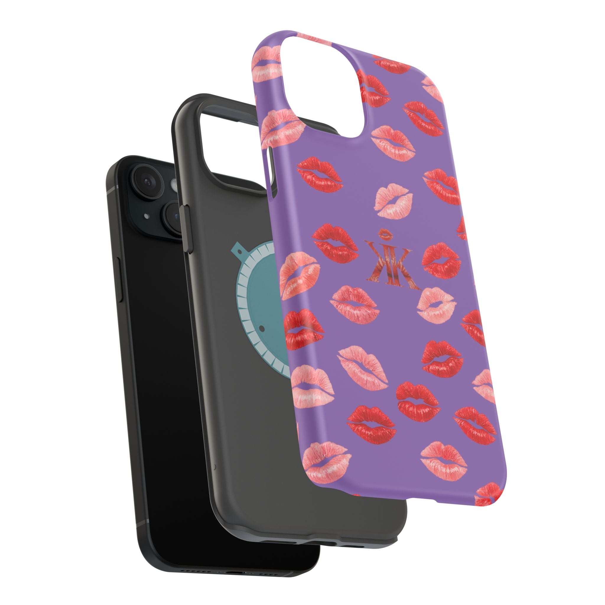 Psyche Collection Light Purple - Kiss Pattern Magnetic Impact Phone Case