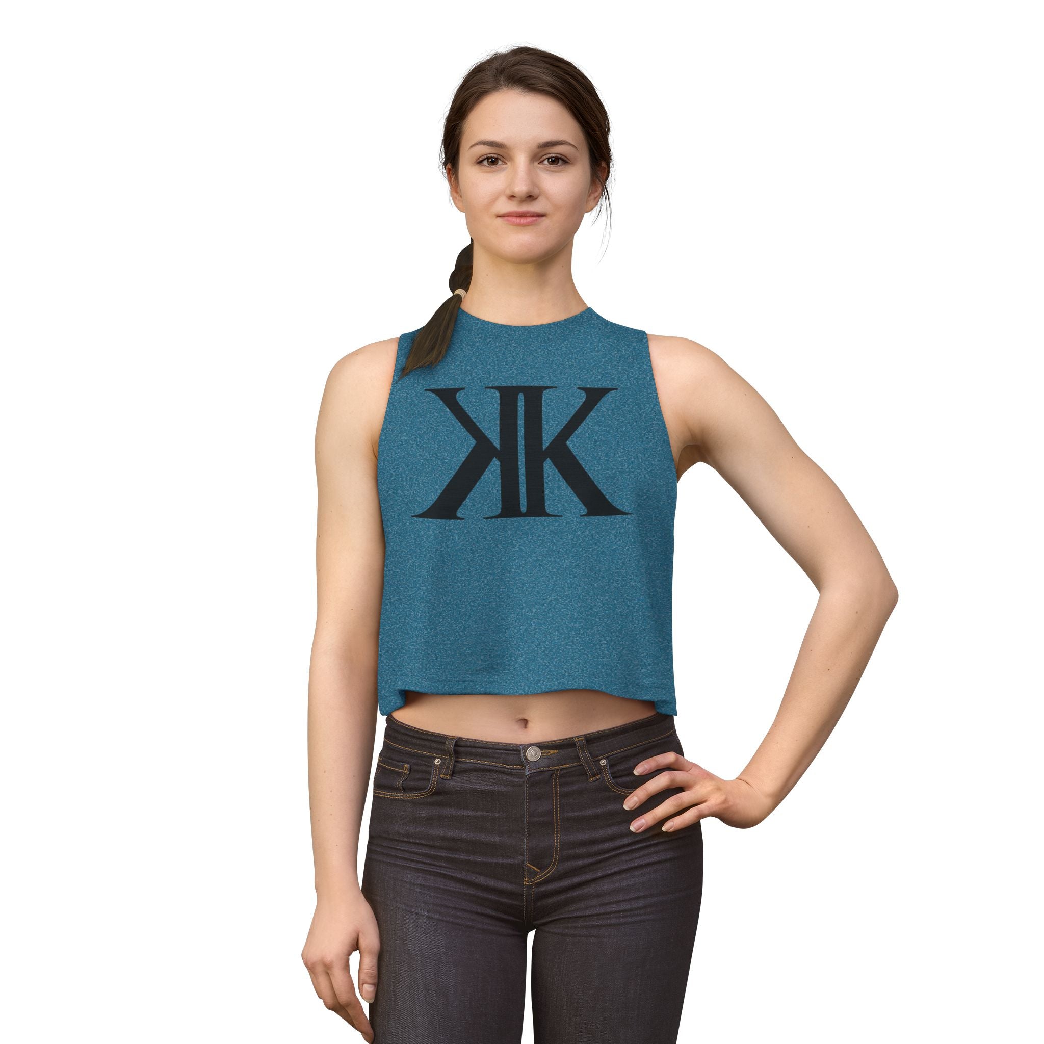Women's Crop Top with Minimal Double K Logo – Stylish Monogram Tank