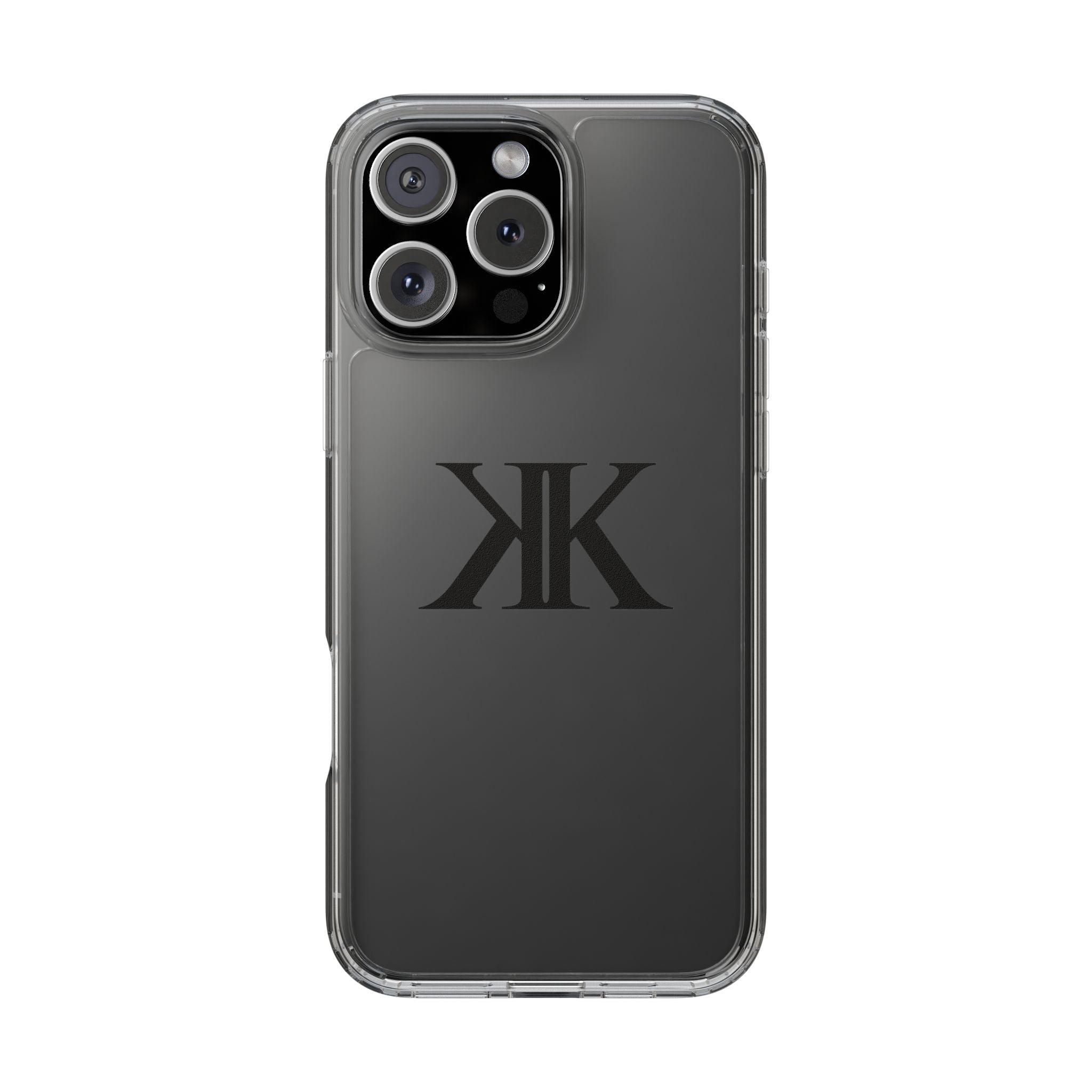 Kairos Kosmos Clear Phone Case — Minimal Black KK Monogram