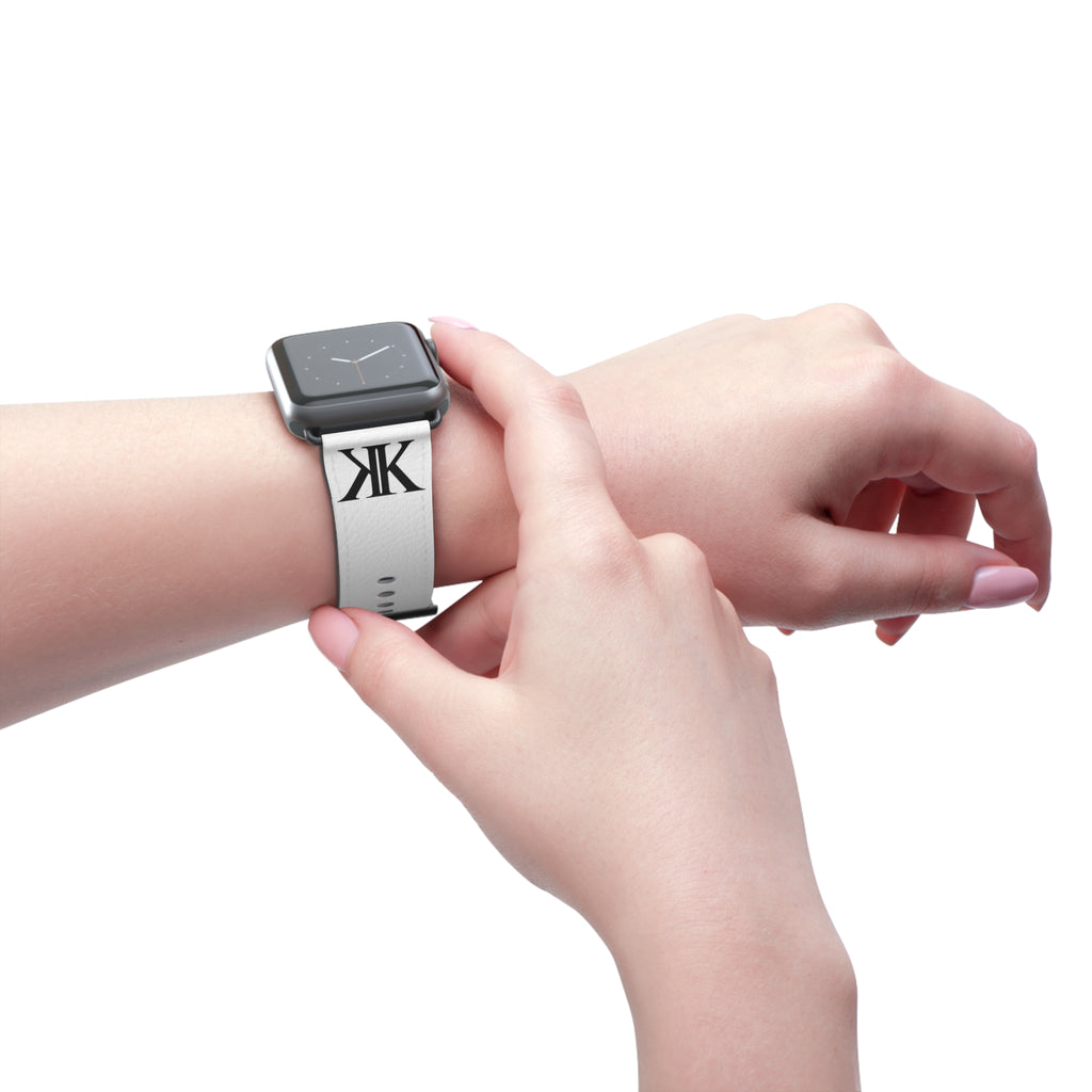 Watch Band — White Leather Strap with "GIVE NO FU*KS!" Text