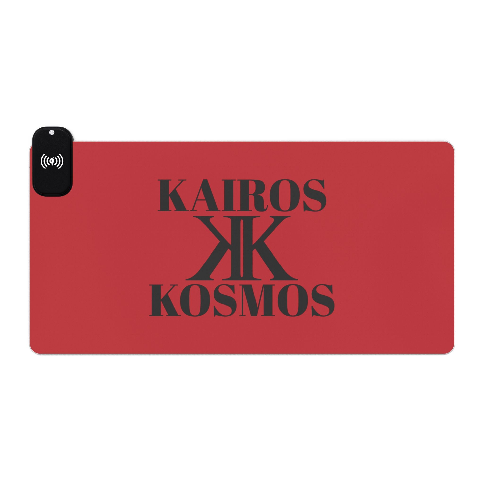 LED Wireless Charging Gaming Mouse Pad RED — Kairos Kosmos Logo Desk Mat