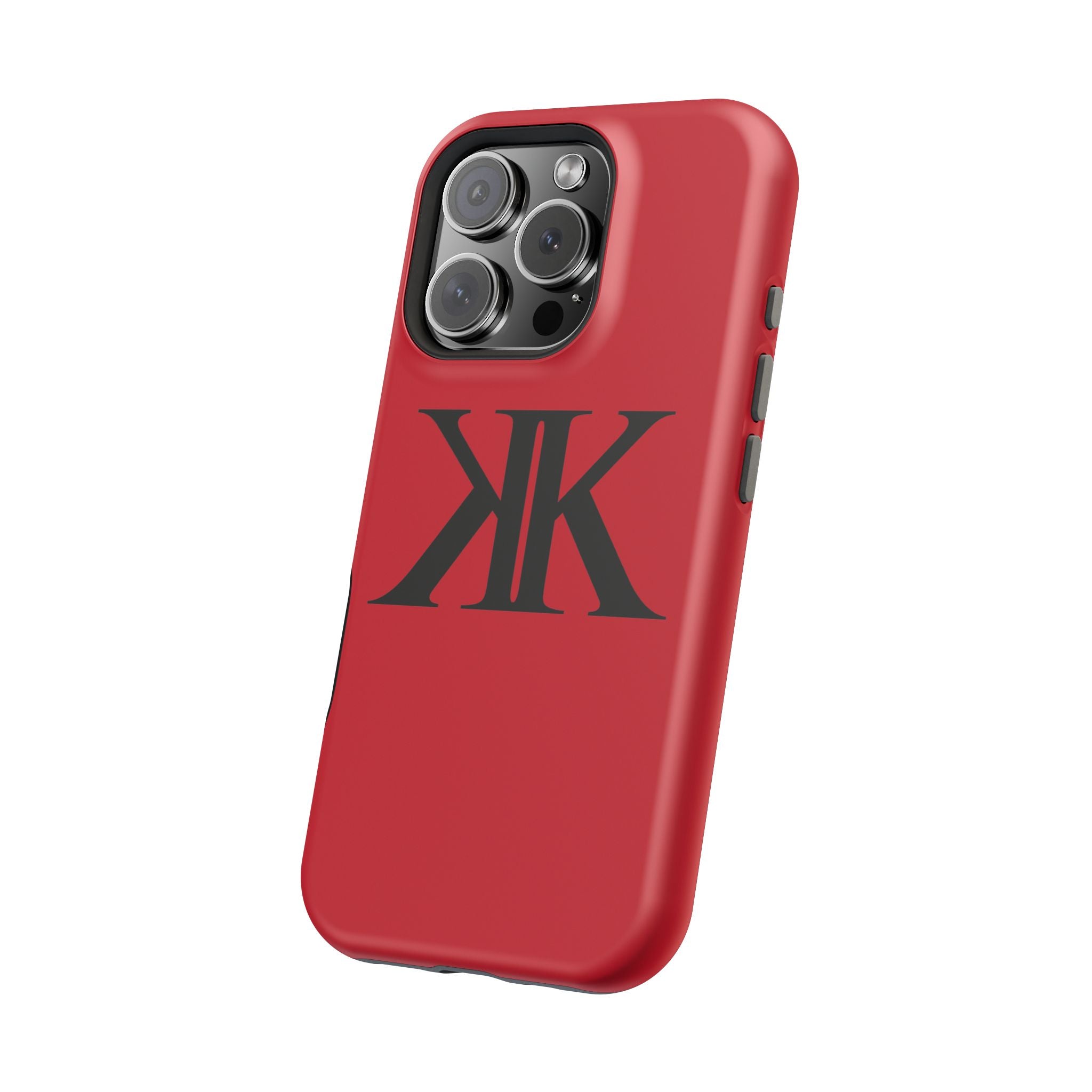 Magnetic Impact-Resistant RED Case with Bold KK Monogram