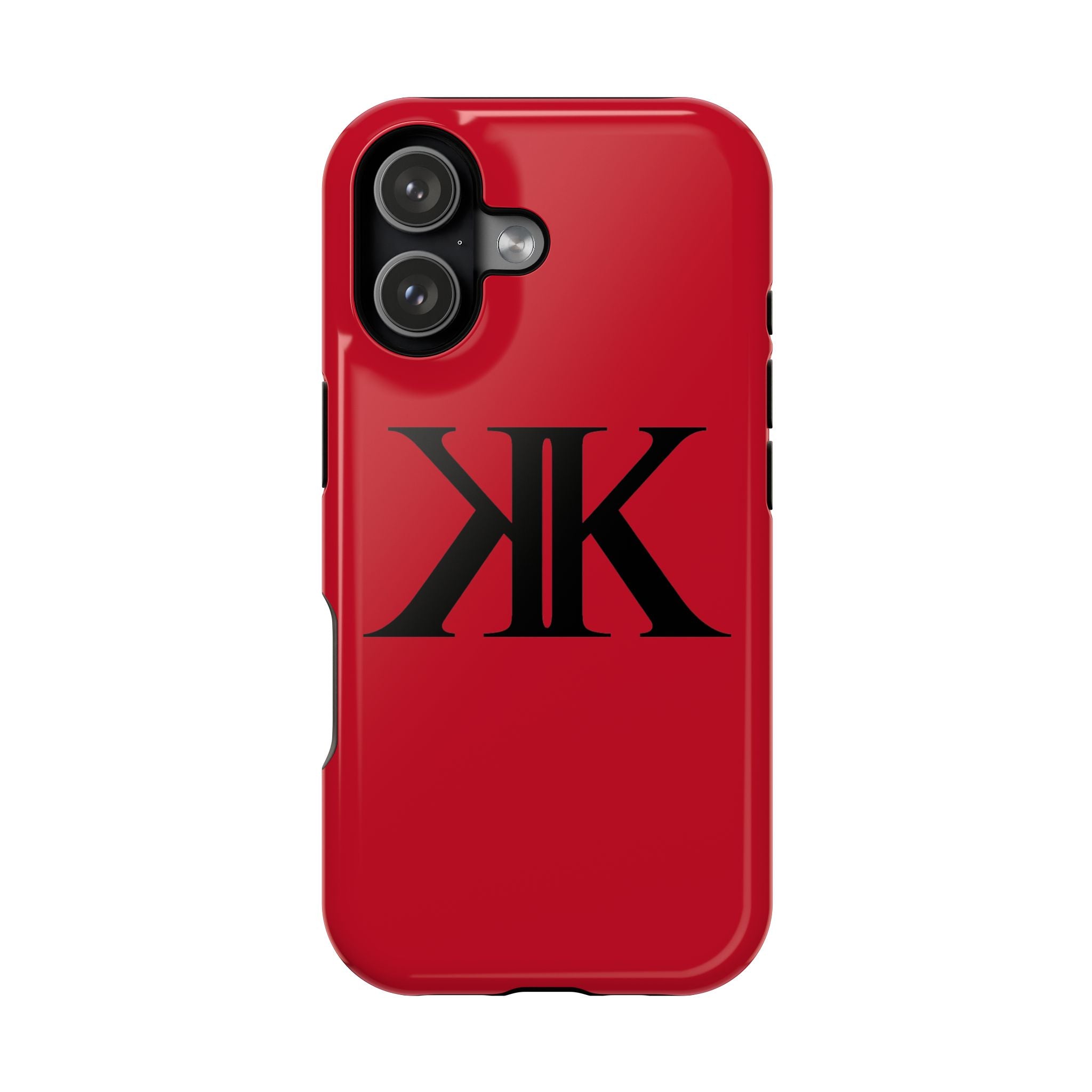 Magnetic Impact-Resistant RED Case with Bold KK Monogram