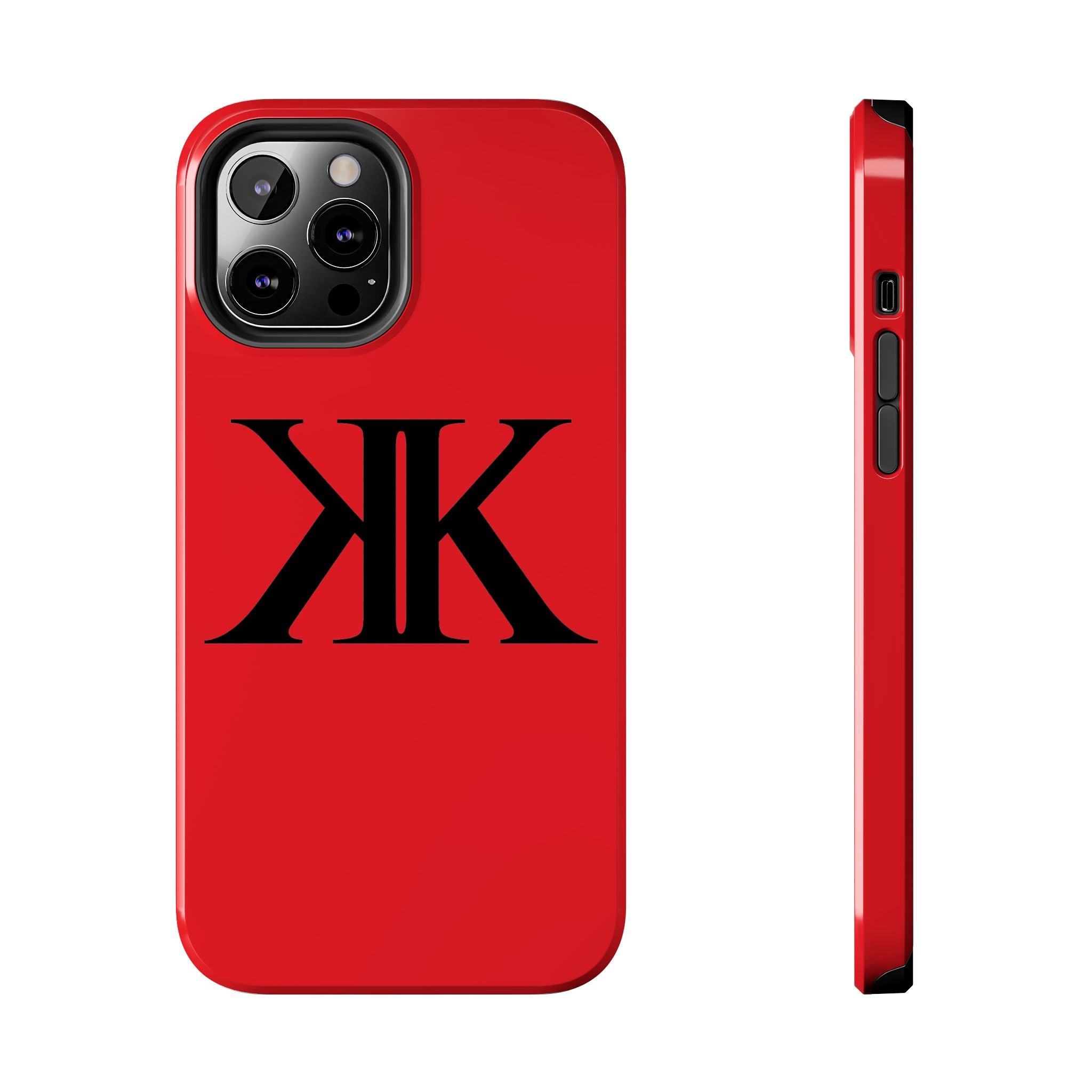 Monogram 'KK' RED Tough Phone Case — Minimal Black Initials Protective Cover