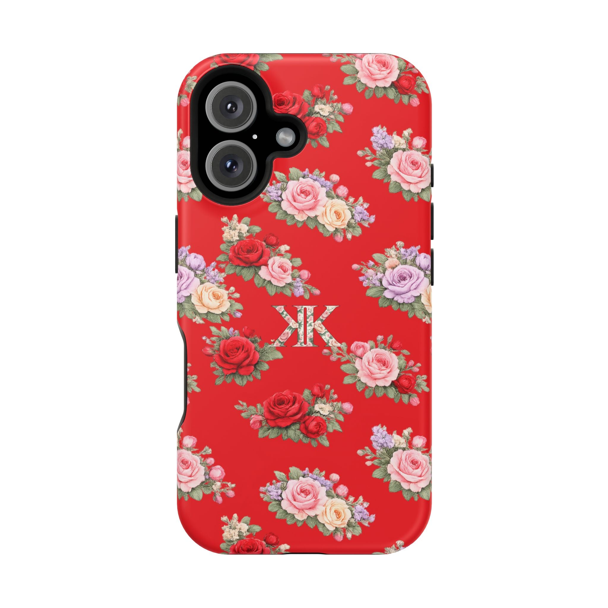 Anthos Collection RED Vintage Floral Rose Pattern Magnetic Impact-Resistant Phone Case