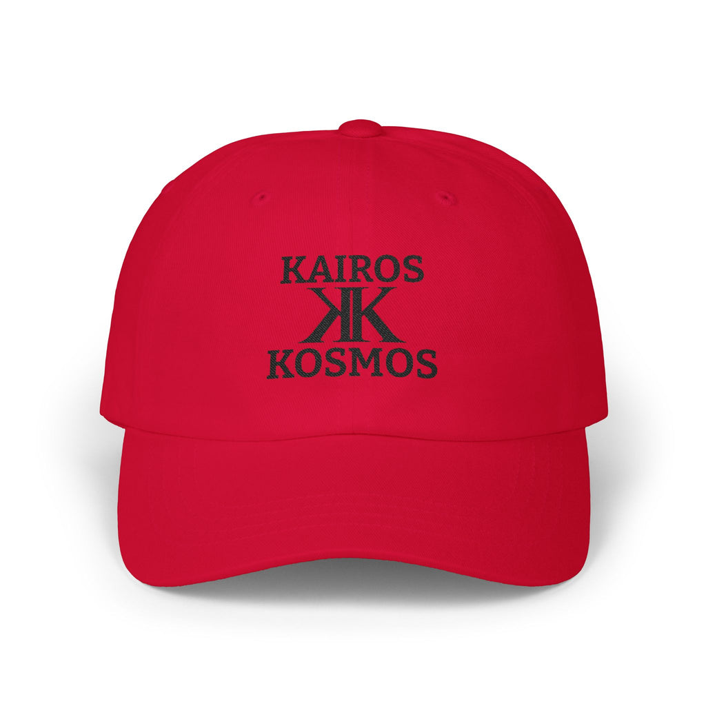 Kairos Kosmos RED Embroidered Cap — "Give No F**ks" Back Text
