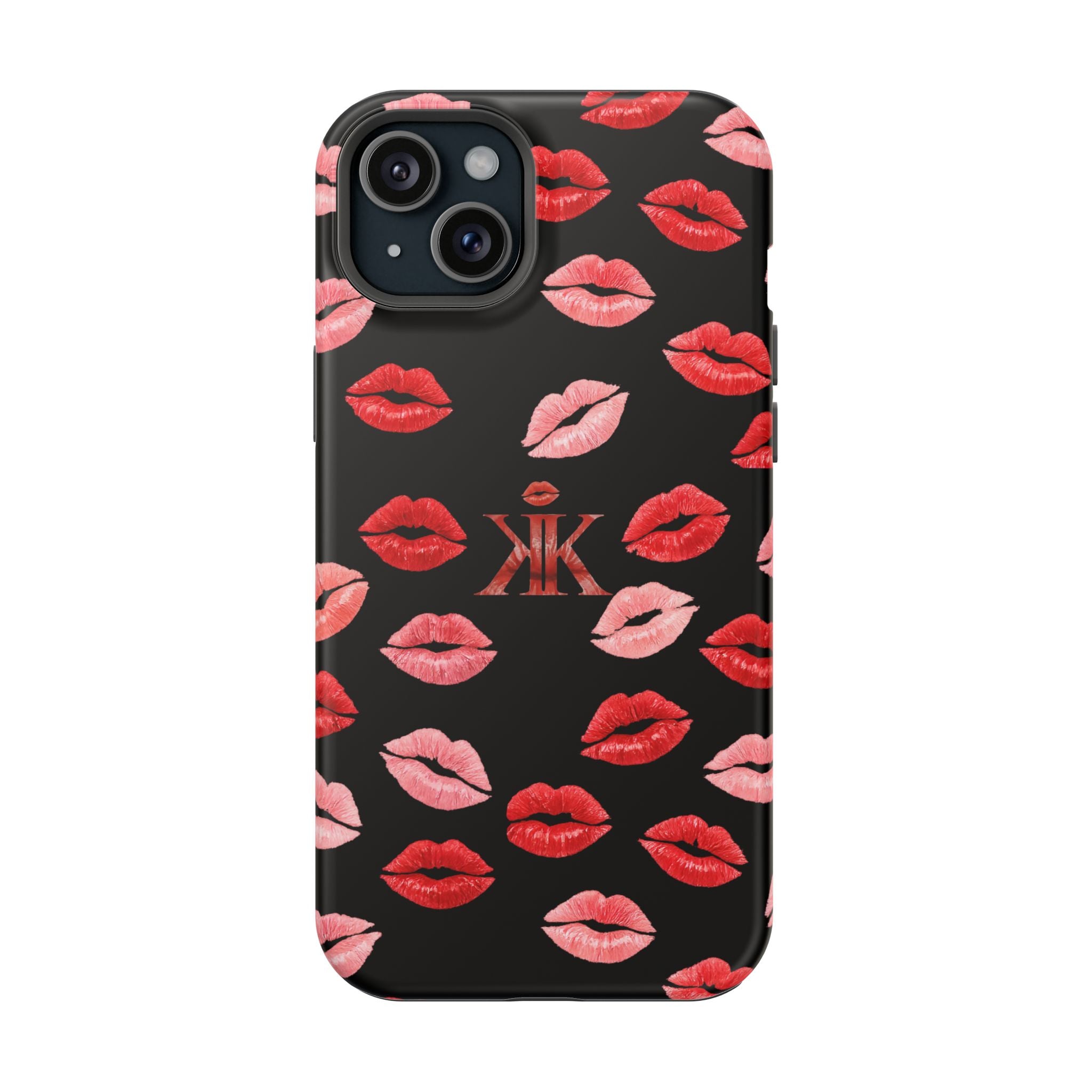 Psyche Collection BLACK - Kiss Pattern Magnetic Impact Phone Case