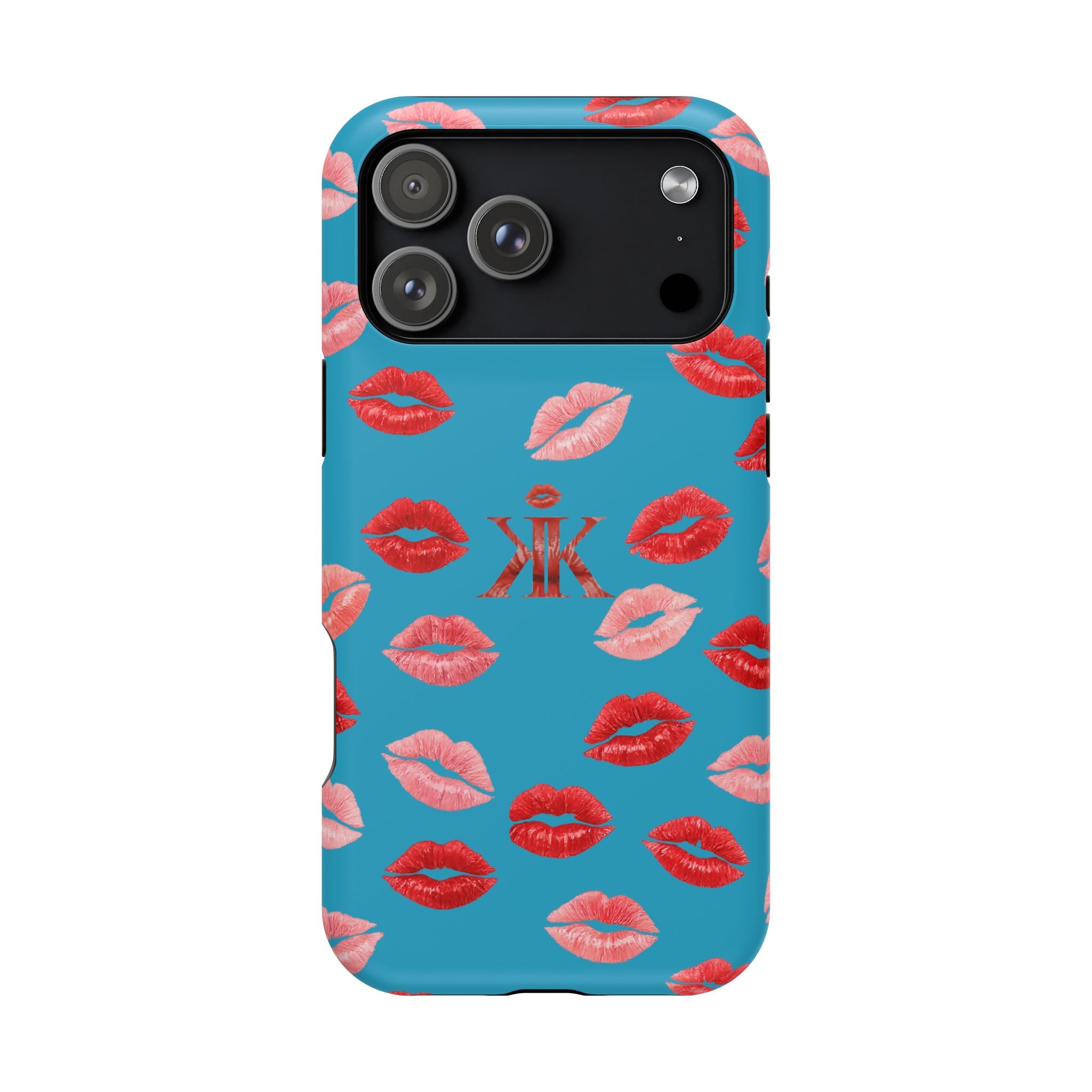 Psyche Collection Turquoise - Kiss Pattern Magnetic Impact Phone Case