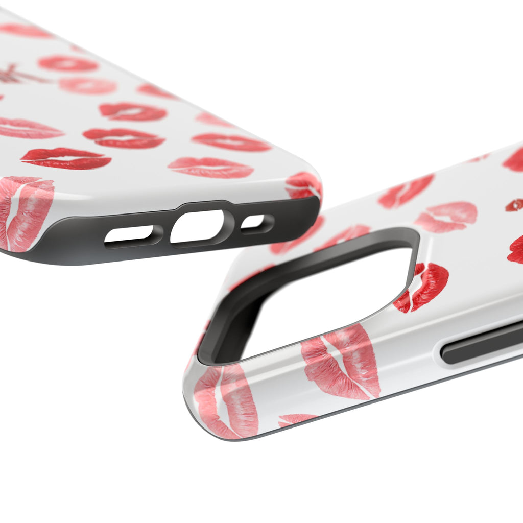 Psyche Collection White - Kiss Pattern Magnetic Impact Phone Case