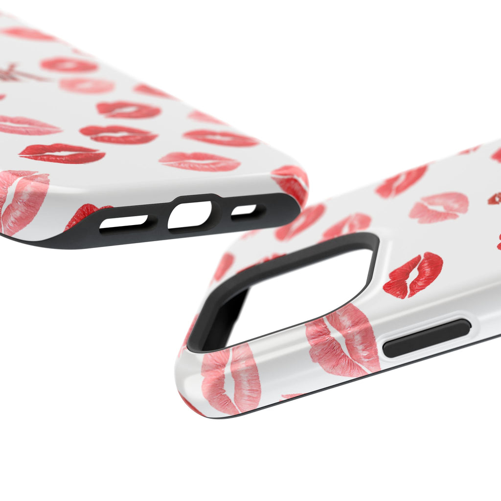 Psyche Collection White - Kiss Pattern Magnetic Impact Phone Case
