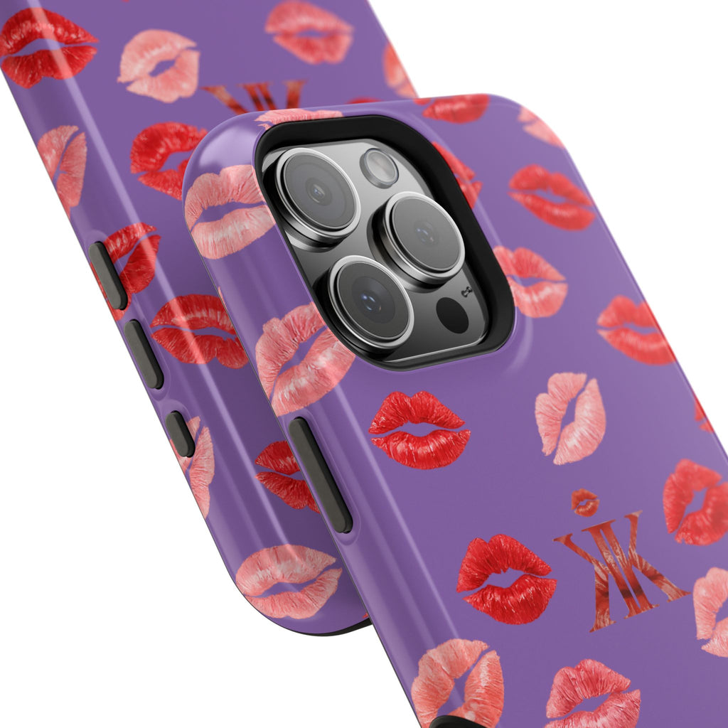 Psyche Collection Light Purple - Kiss Pattern Magnetic Impact Phone Case