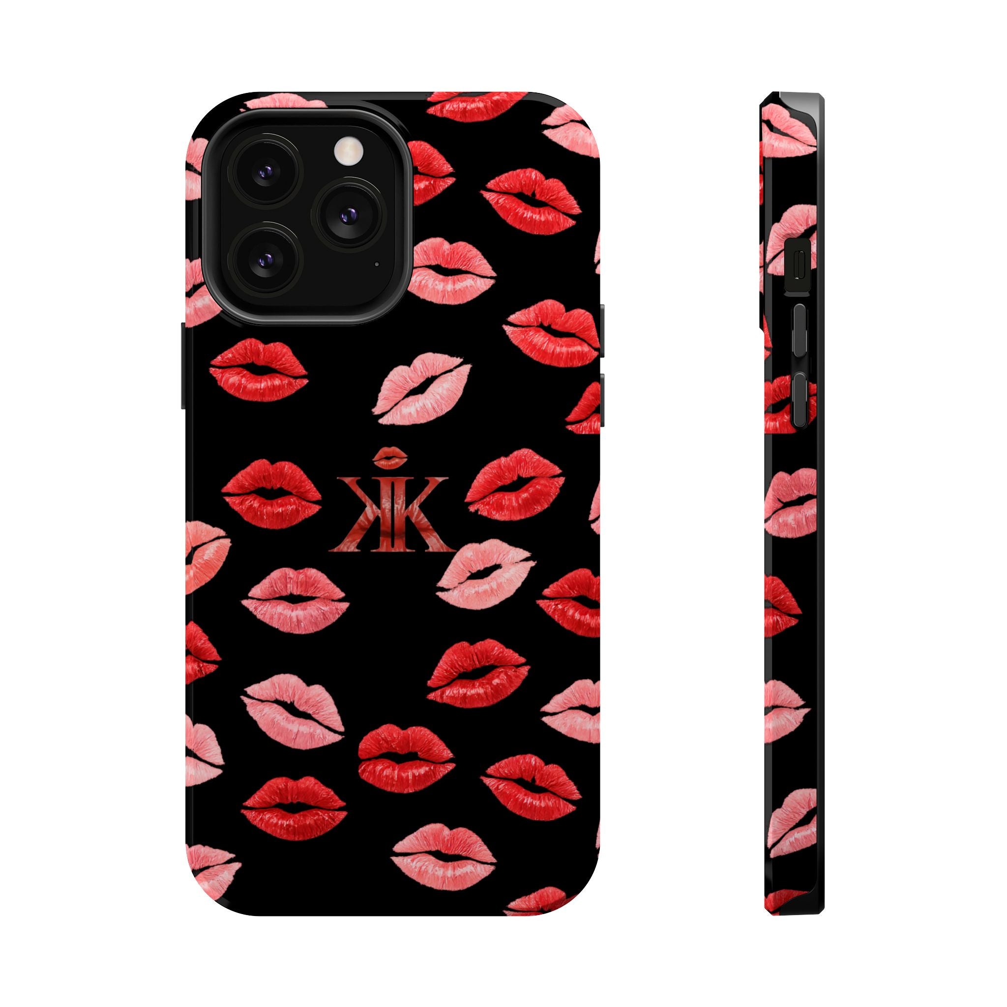 Psyche Collection BLACK - Kiss Pattern Magnetic Impact Phone Case