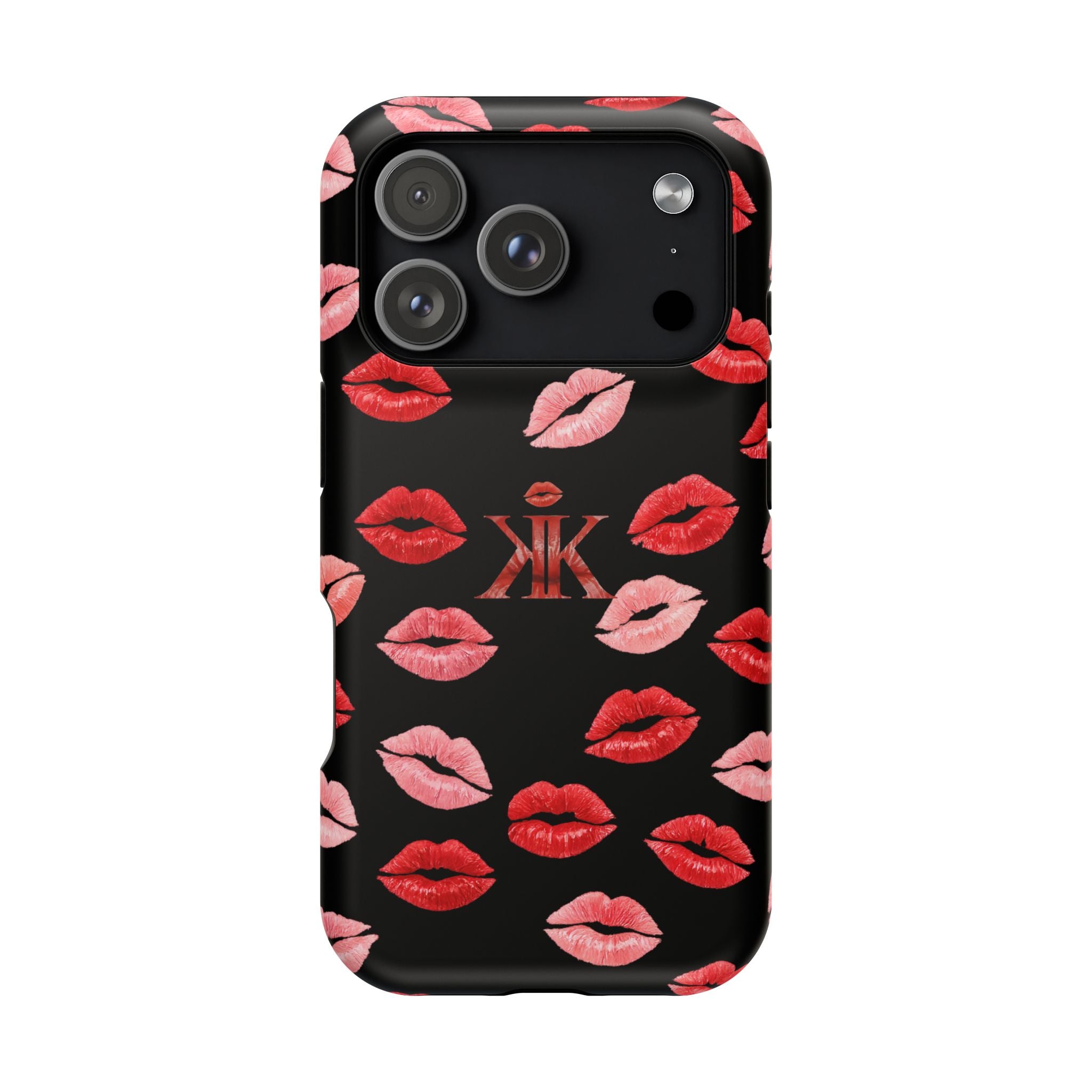 Psyche Collection BLACK - Kiss Pattern Magnetic Impact Phone Case