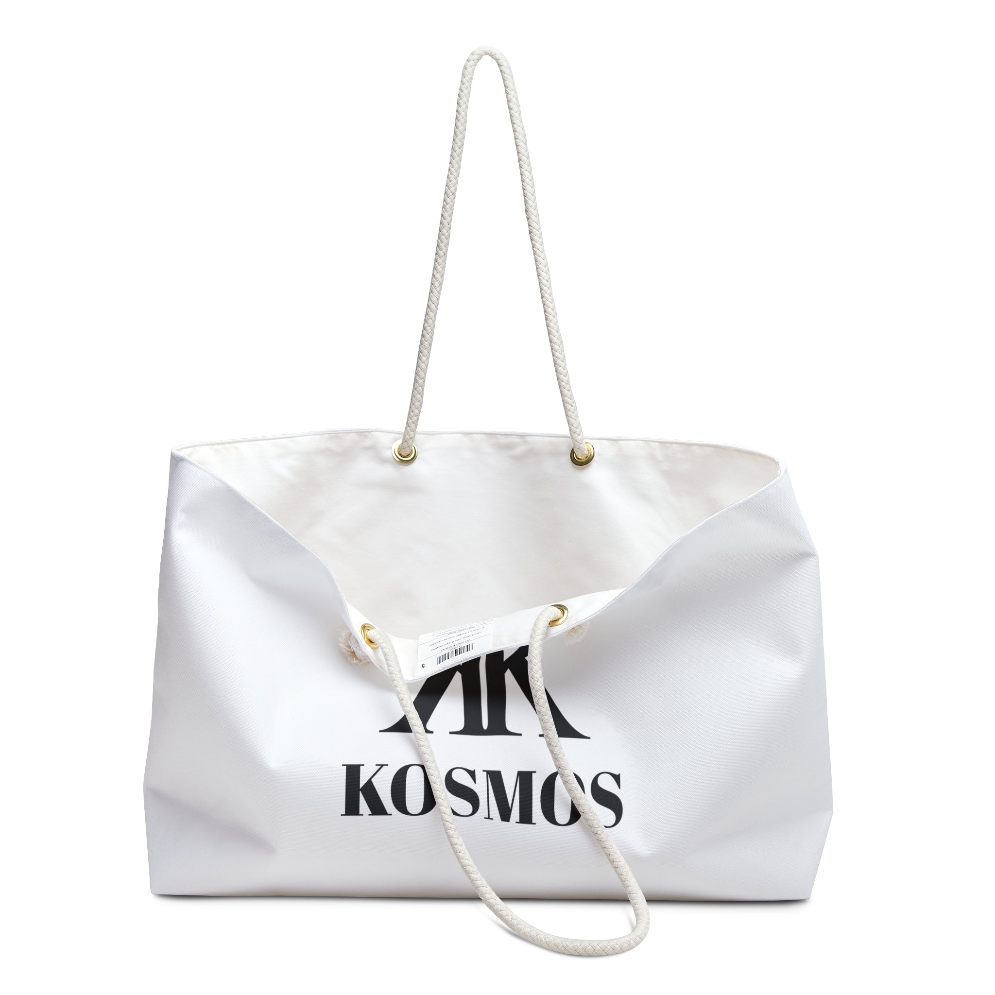 Kairos Kosmos Weekender Bag — Oversized White Travel Tote with Rope Handles
