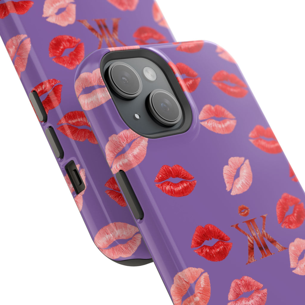 Psyche Collection Light Purple - Kiss Pattern Magnetic Impact Phone Case