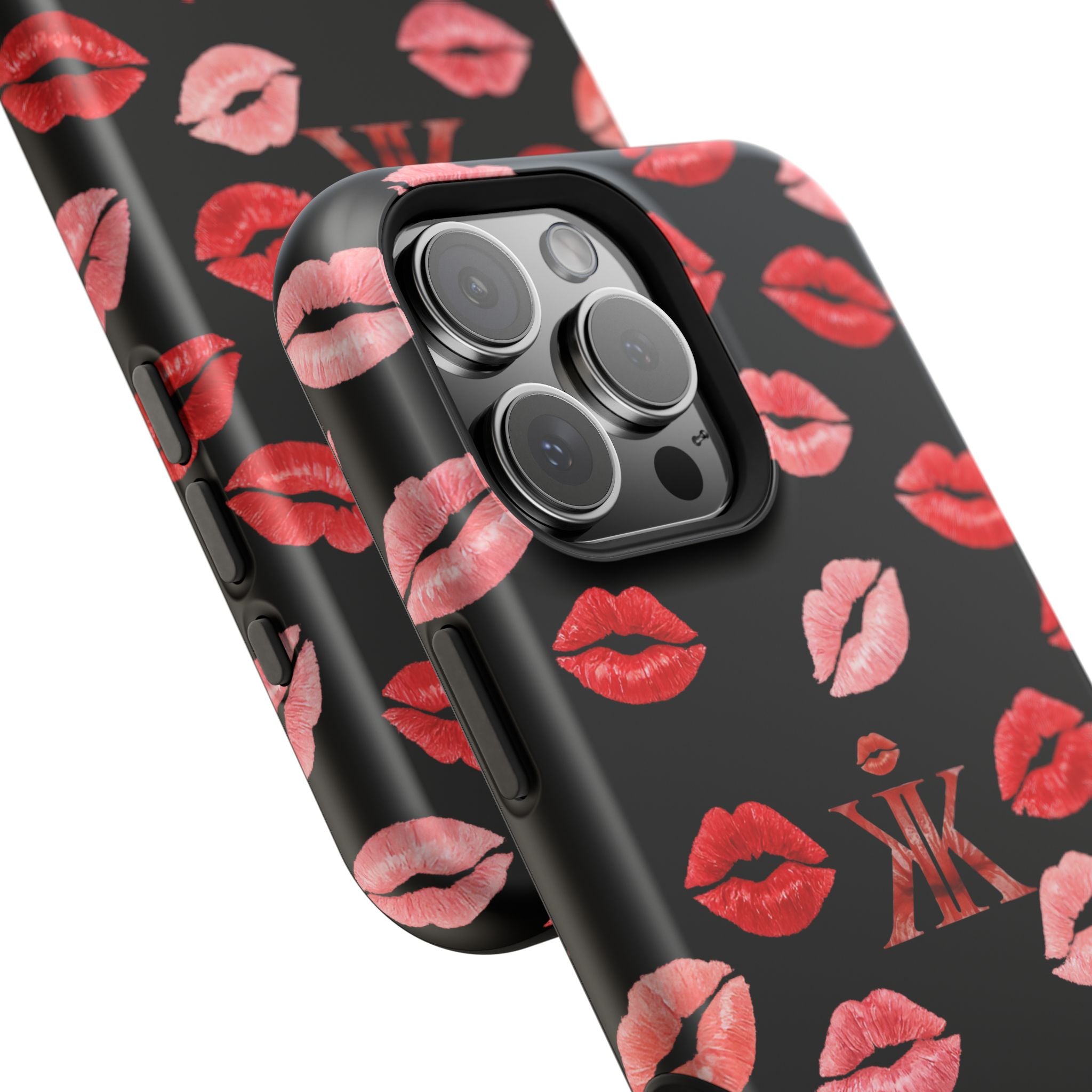 Psyche Collection BLACK - Kiss Pattern Magnetic Impact Phone Case