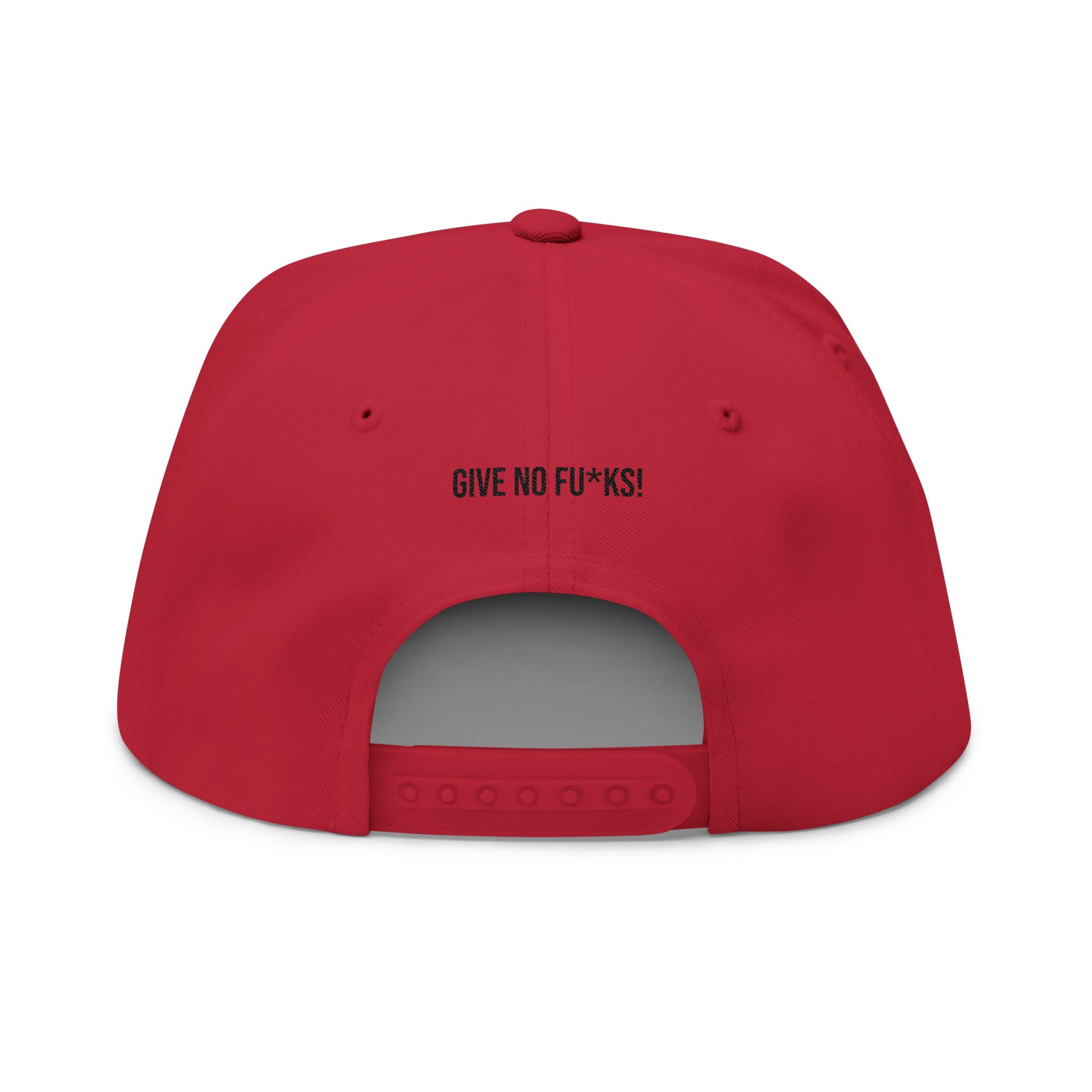 Kairos Kosmos RED Embroidered Flat Bill Cap — 'Give No Fu*ks' Snapback Hat