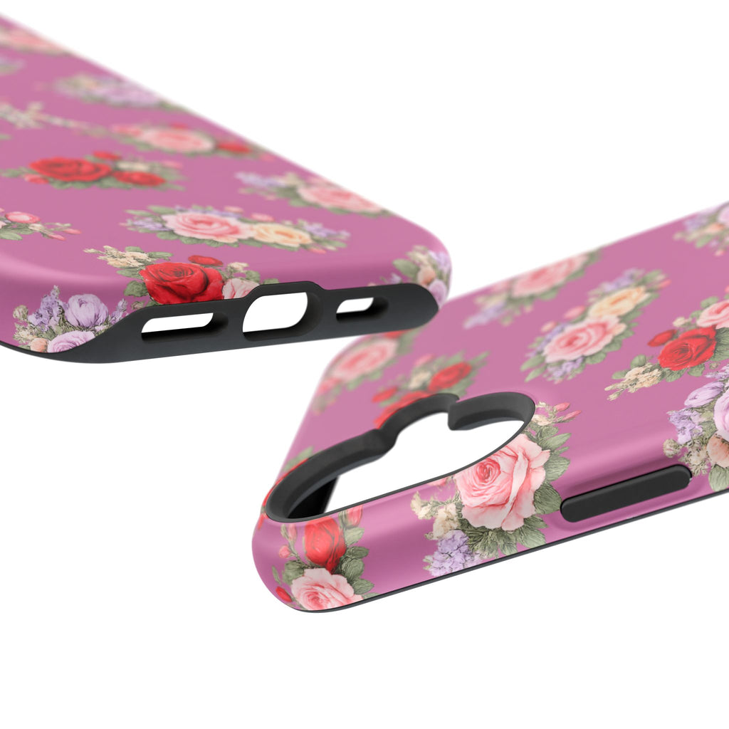 Anthos Collection Light Pink  Vintage Floral Rose Pattern Magnetic Impact-Resistant Phone Case