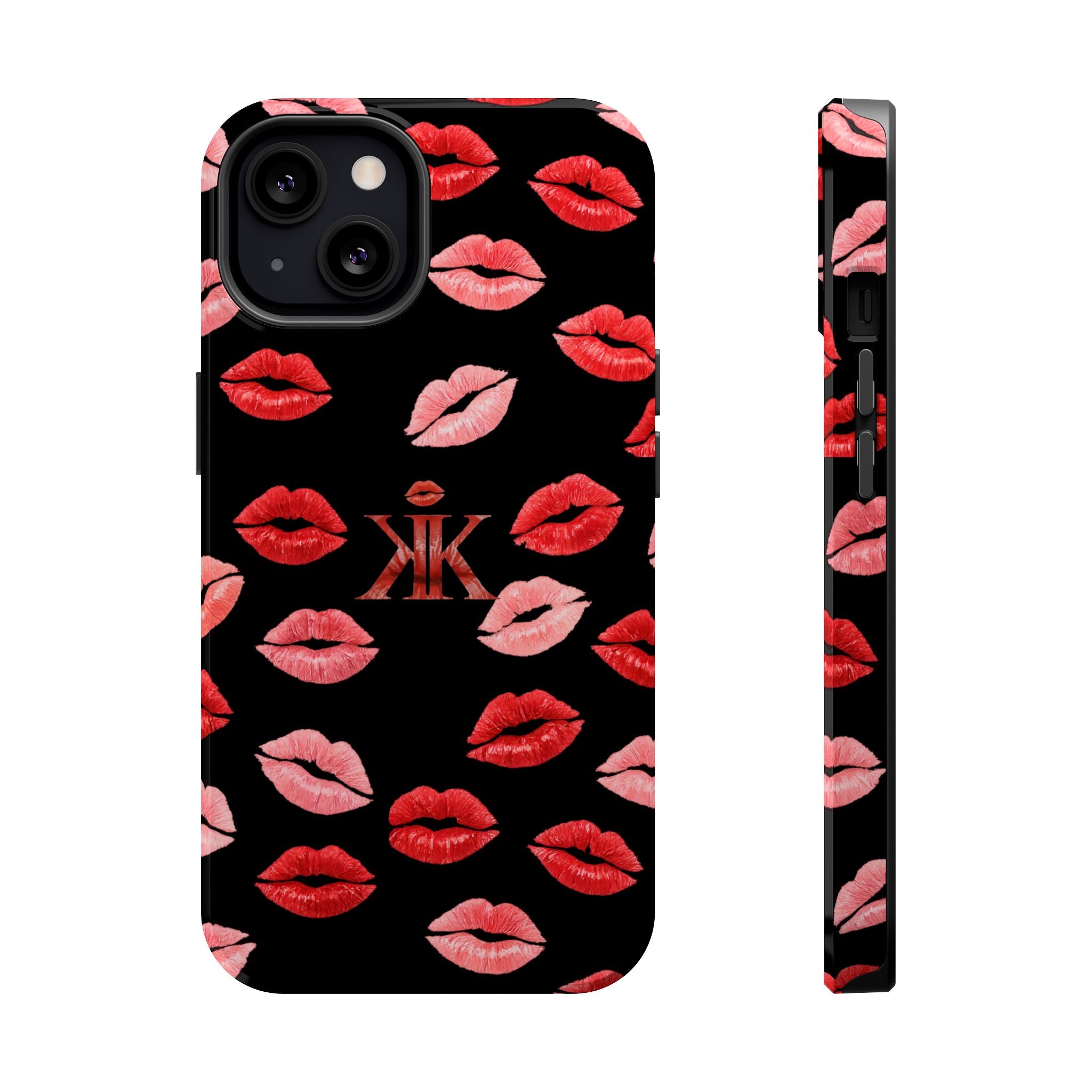 Psyche Collection BLACK - Kiss Pattern Magnetic Impact Phone Case