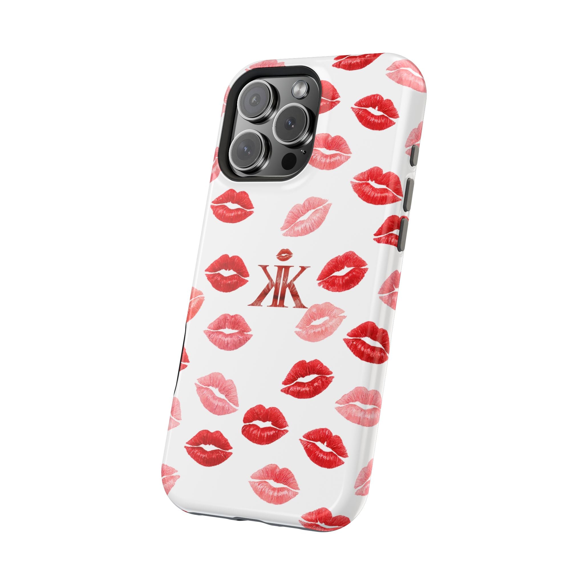 Psyche Collection White - Kiss Pattern Magnetic Impact Phone Case